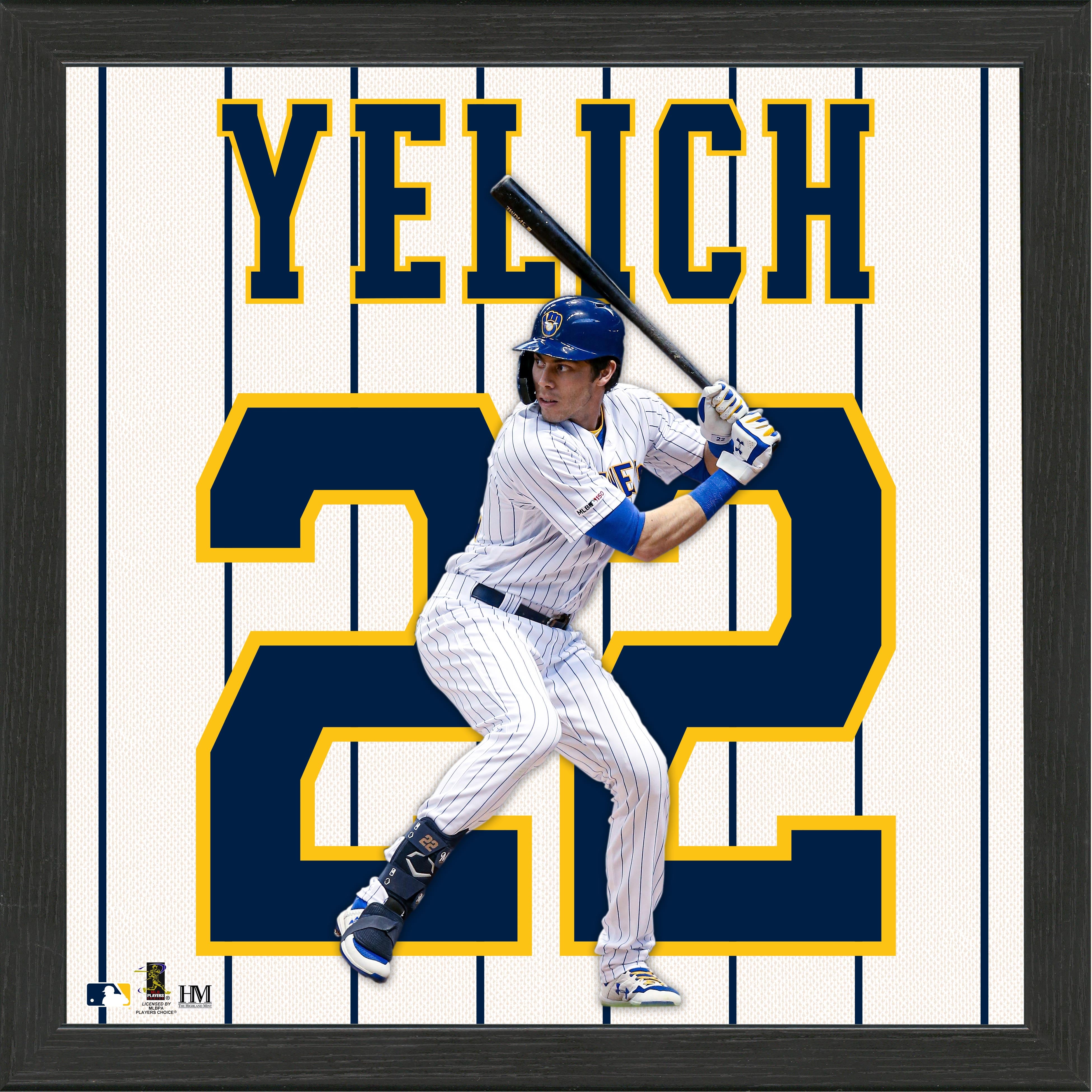 Christian Yelich Autographed MLB Jersey Framed Memorabilia - Milwaukee Brewers Signed Collectible for Sports Fans & Man Cave Decor