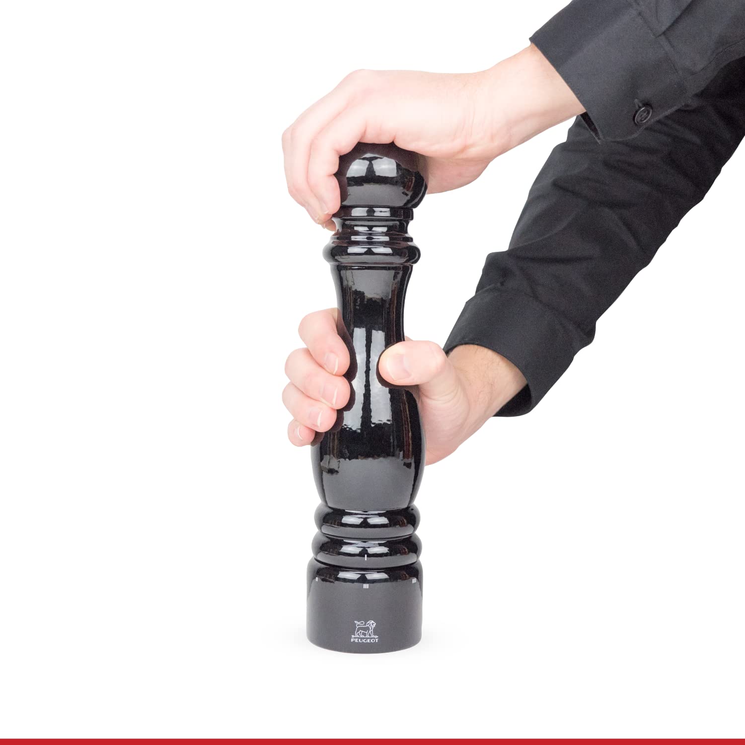 Peugeot Paris u'Select Adjustable Manual Pepper Mill - Premium Beechwood & Gloss Black Salt and Pepper Grinder - Perfect for Kitchen, Dining Table & Gourmet Cooking