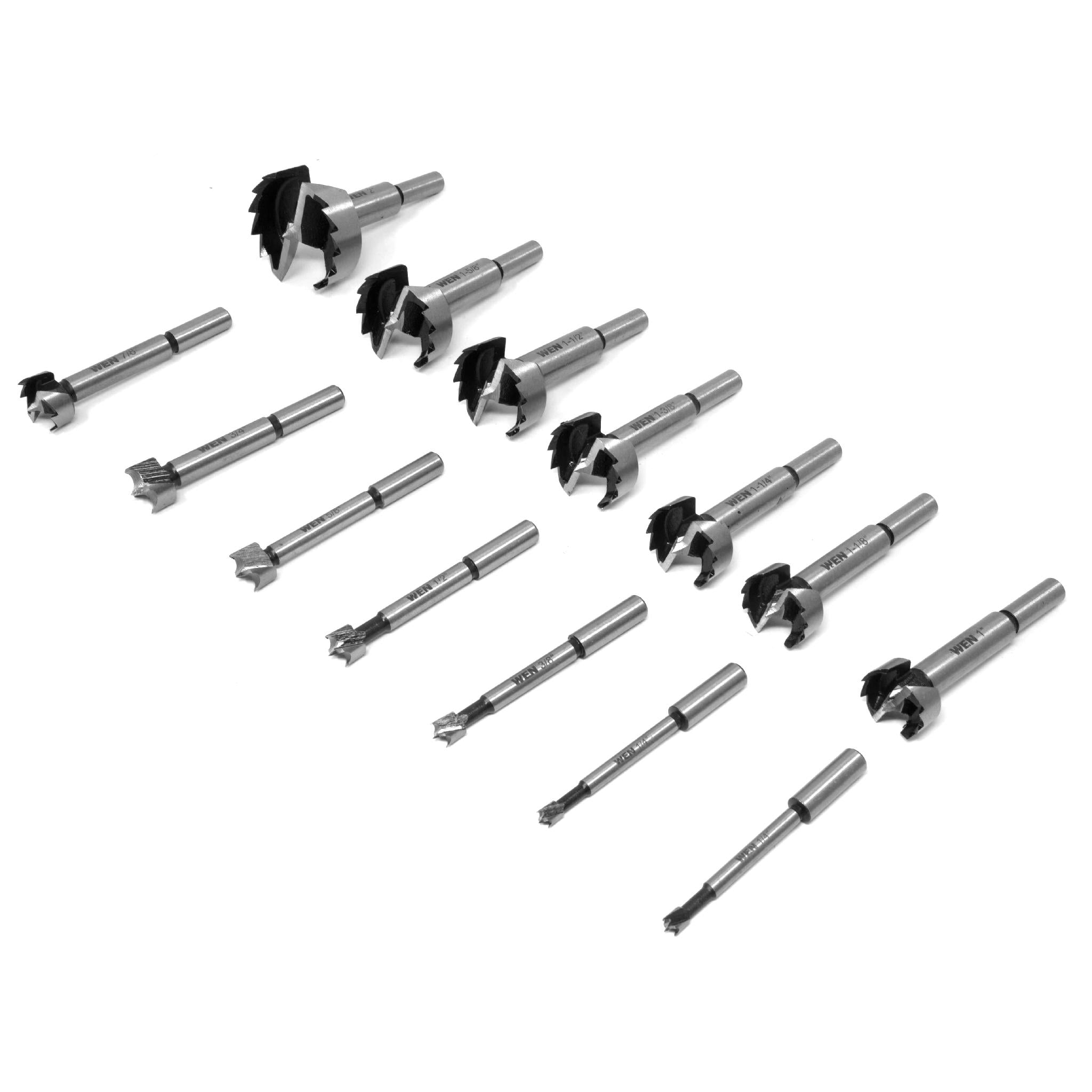 WEN FB5114 14-Piece Forstner Bit Set with Carrying Case - Premium Woodworking Drill Bits for Cabinets, Furniture & DIY Projects