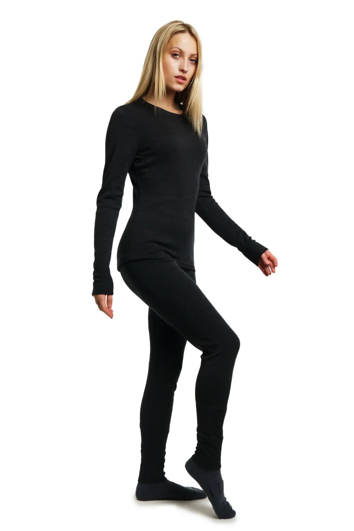 Women's Merino Wool Thermal Underwear Set - 250g Charcoal Grey - Base Layer for Hiking, Skiing & Winter Outdoor Activities