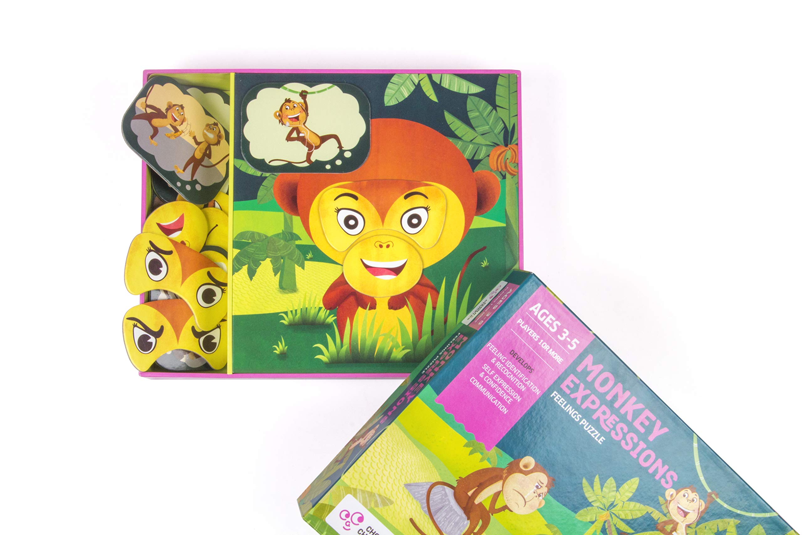 Chalk and Chuckles CC-001 Monkey Expressions Board Game - Fun Family Game for Kids & Adults, Educational Emotional Learning Toy for Preschool & Classroom Use