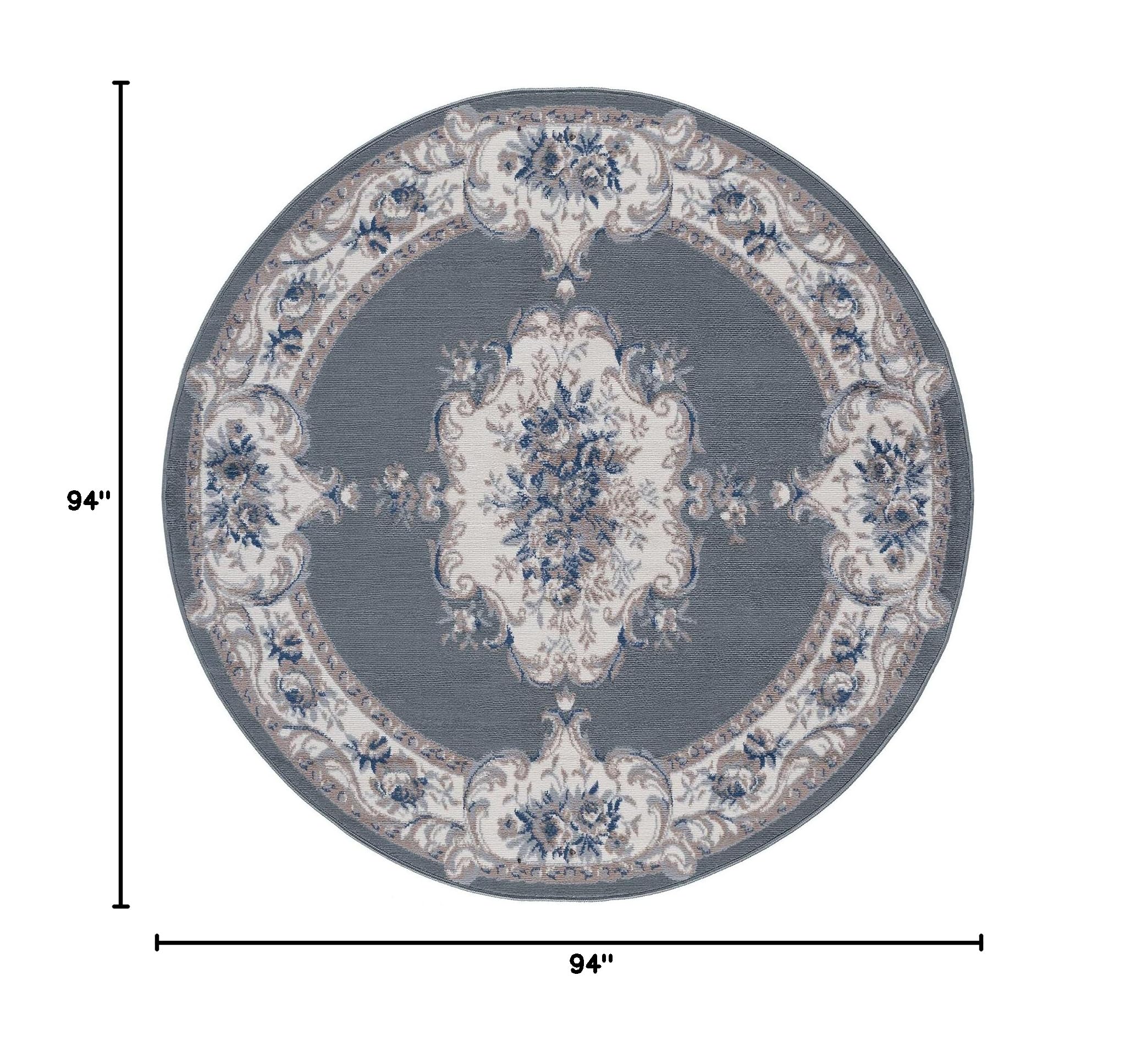 Universal Rugs Jolie Round Area Rug 8 Feet Gray - Soft Modern Non-Slip Floor Mat for Living Room, Bedroom, Nursery & Office Decor
