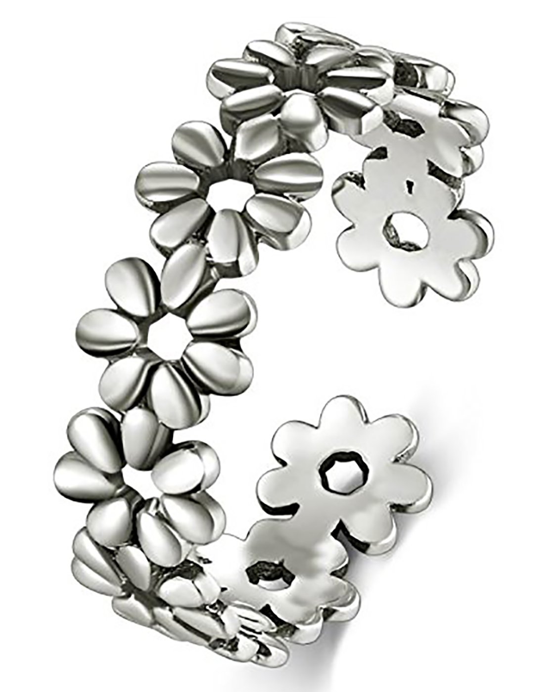 BORUO Sterling Silver Toe Rings for Women - 925 Silver Flower Hawaiian Leaf Band Ring - Elegant & Stylish Toe Jewelry - Perfect Gift with Gift Bag (5mm) | Beach Wedding, Summer Vacation, Boho Fashion Accessory