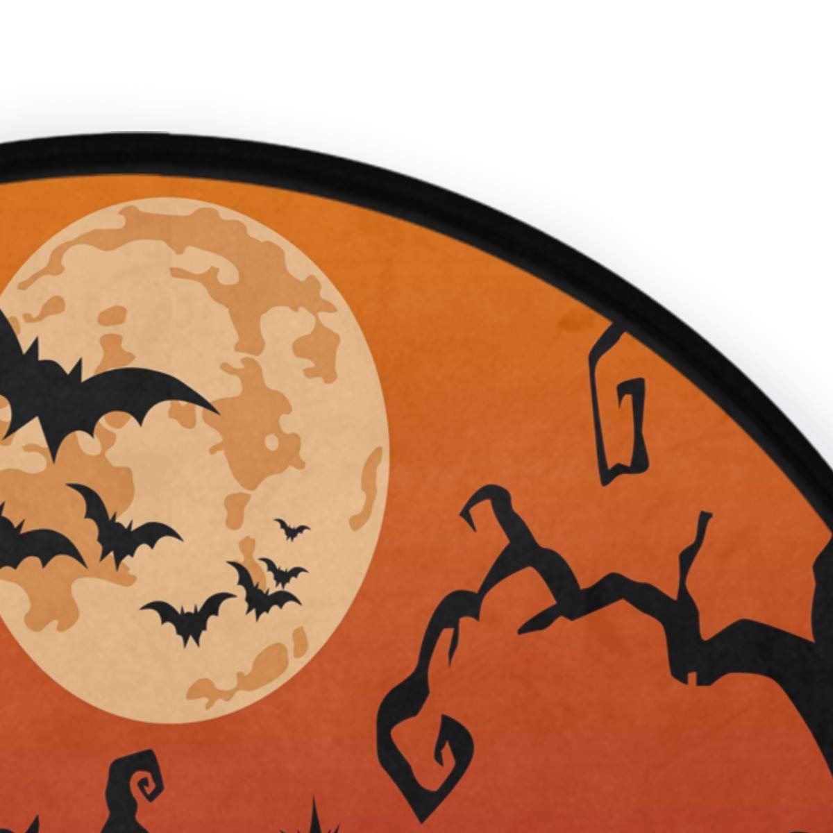ALAZA Halloween Bat Moon Tree Pumpkin Round Area Rug - 3' Diameter (92 cm) Non-Slip Living Room Bedroom Rug for Spooky Home Decor | Perfect for Halloween Party, Haunted House, and Fall Seasonal Decorations