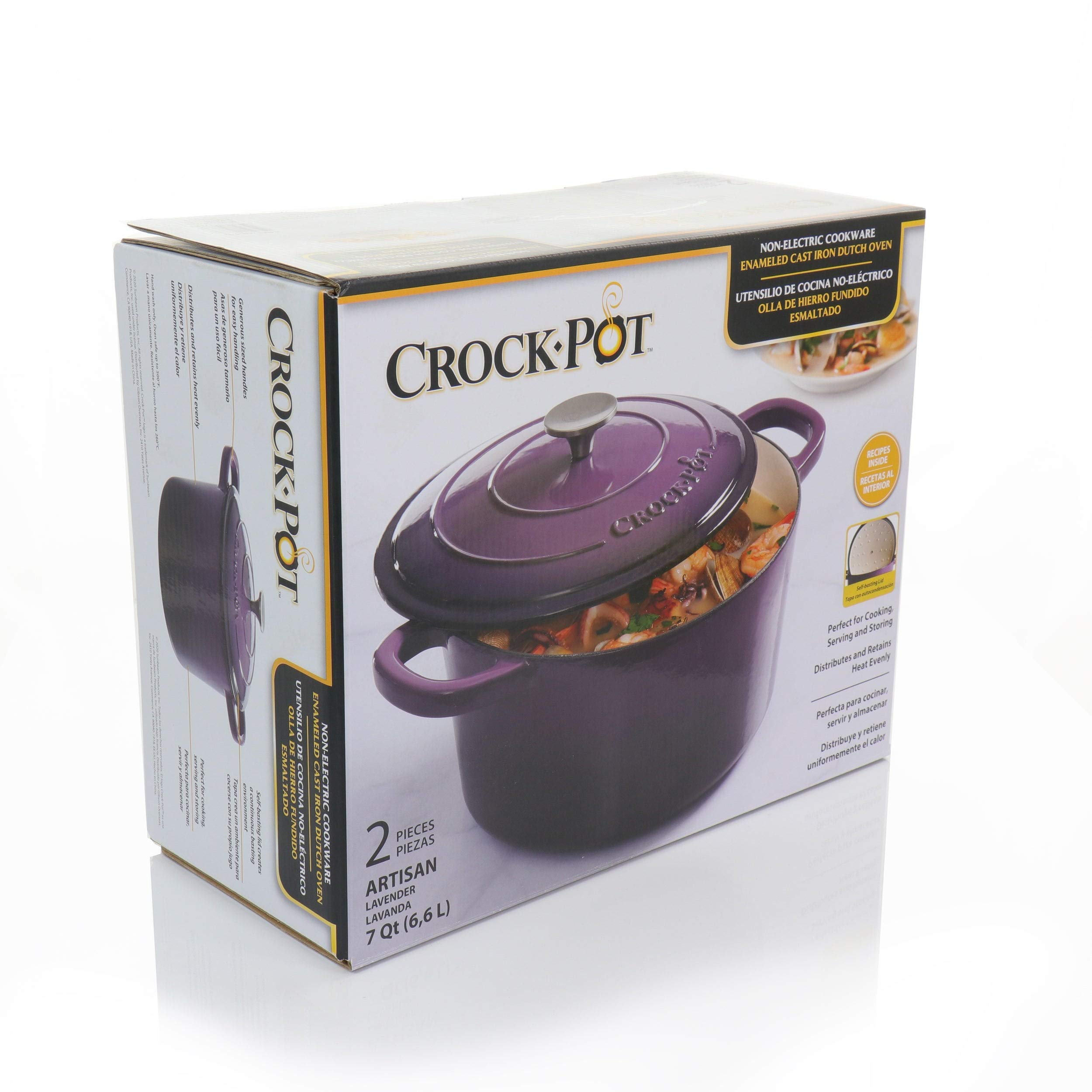 Premium 2-Piece 5 Quart Enameled Cast Iron Dutch Oven with Lid - Lavender Purple, Medium Size | Perfect for Braising, Stewing & Baking - Ideal for Home Chefs & Camping Cookware