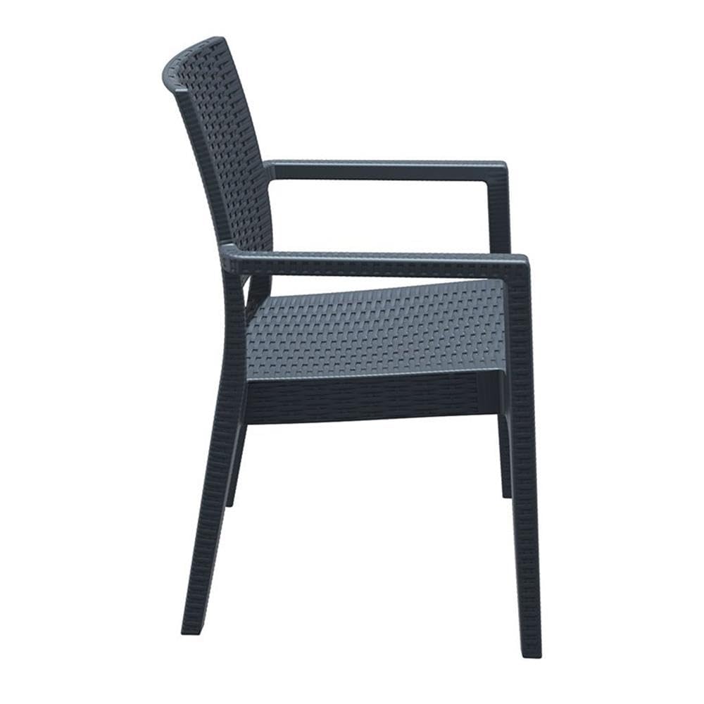 Dark Gray Compamia Ibiza Patio Dining Arm Chairs (Set of 2) - Outdoor Furniture for Garden, Poolside, and Backyard Relaxation