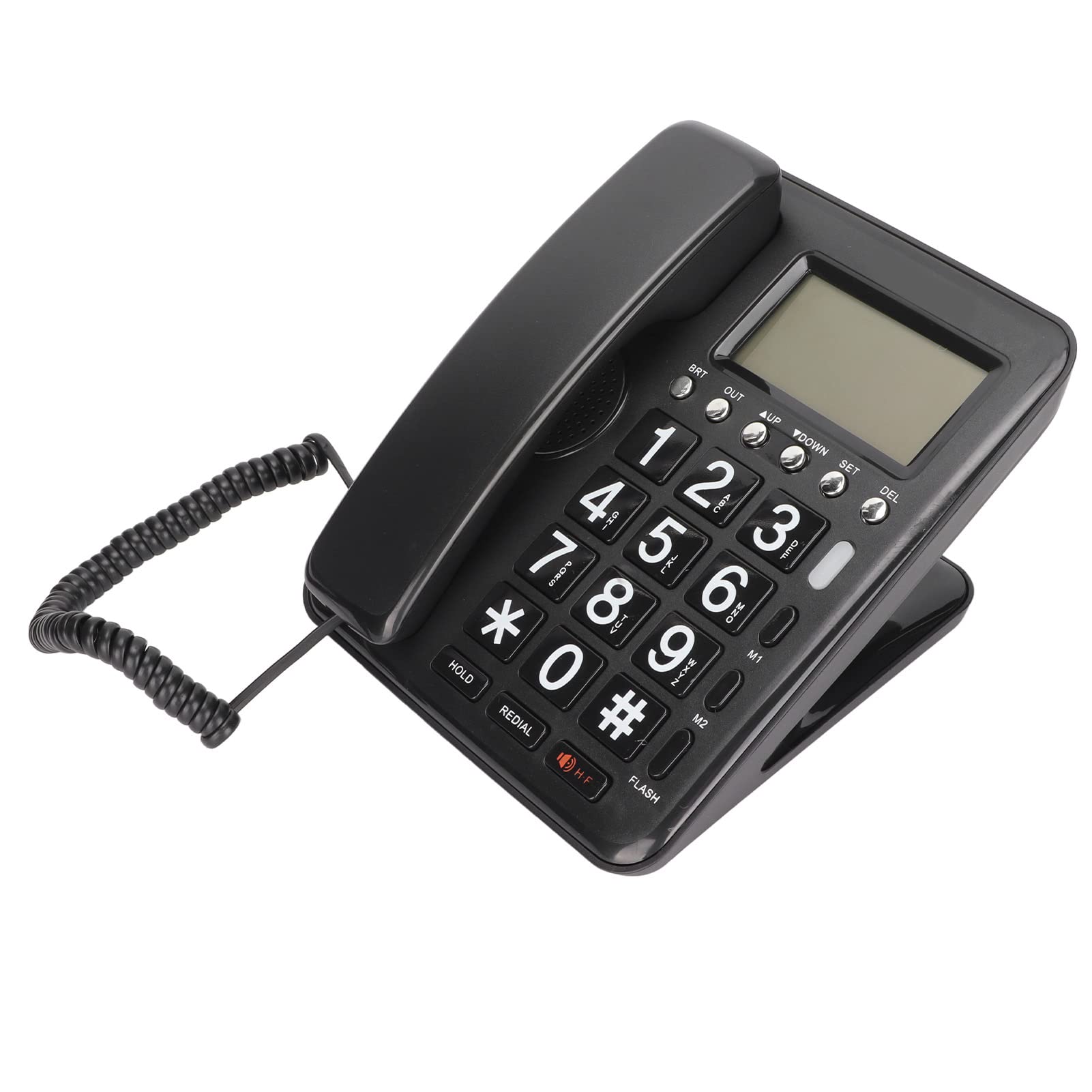 Restokki YK-719 Classic Corded Landline Phone with Caller ID Display, Big Buttons & Hands-Free Calling - Black | Perfect for Home, Office & Elderly Use