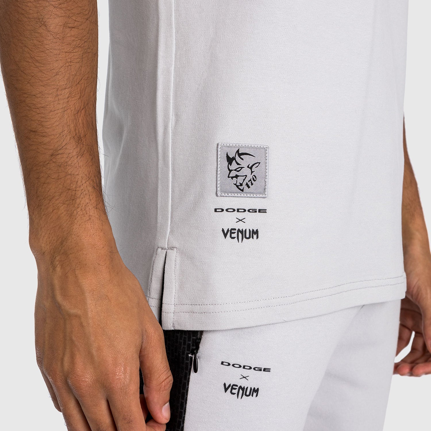 Venum x Dodge Demon 170 Men's Performance Polo Shirt - Breathable Quick-Dry Grey Athletic Shirt for Gym, Workout & Casual Wear