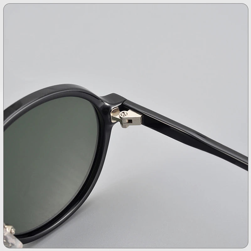 Black Unisex Full Rim Round Acetate Polarized Sunglasses 14543 - UV Protection for Driving, Beach & Outdoor Activities