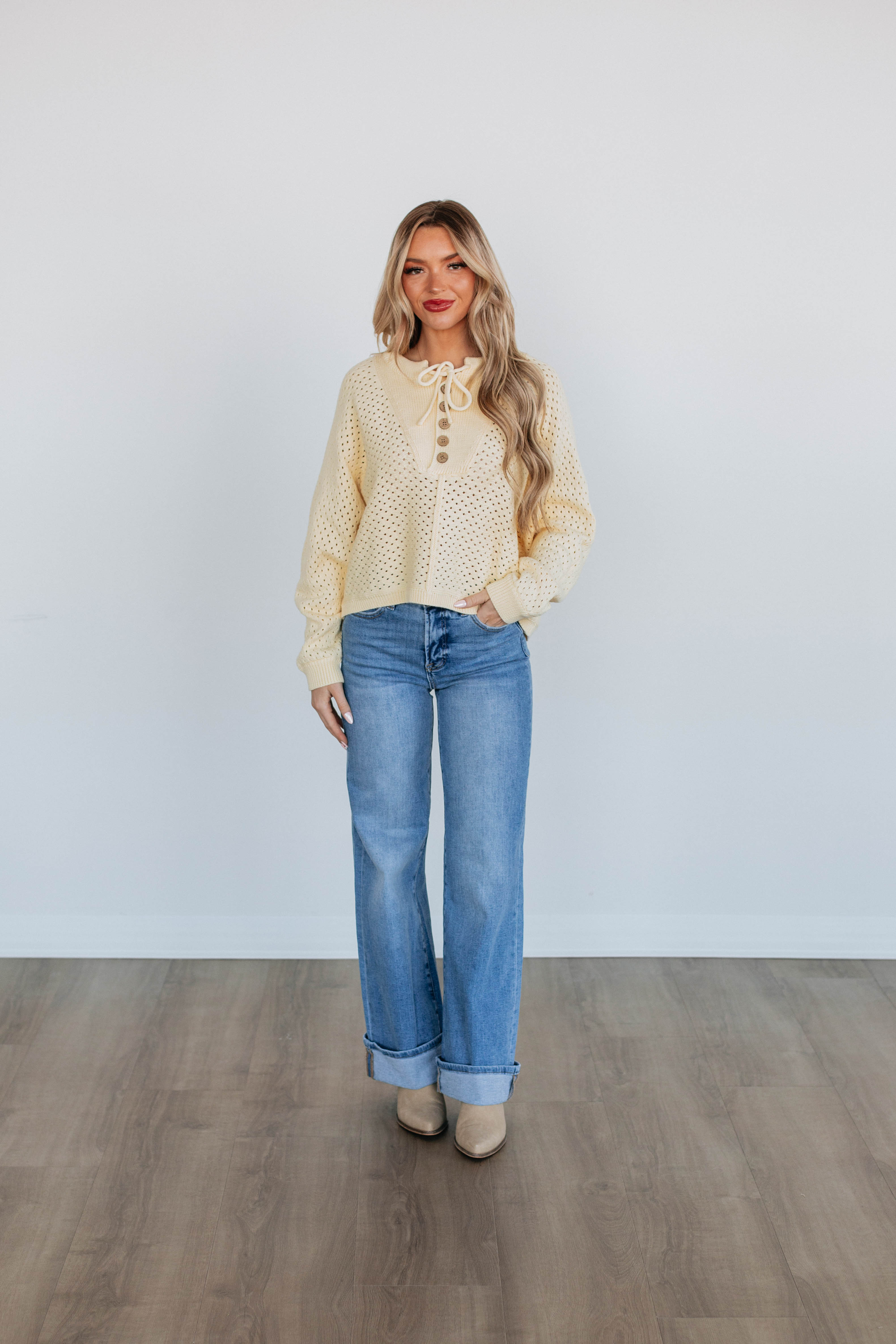 Callee Knit Sweater Women's Daffodil Yellow Cable Knit Pullover - Cozy Winter Fashion for Casual Outings & Office Wear