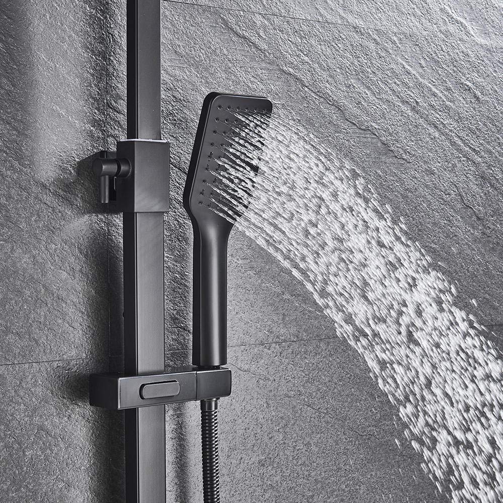Black Wall Mounted Rain Shower Head with Mixer Tap - Premium Bathroom Shower Faucet Set for Modern Bathtub & Shower Combo | Perfect for Spa-Like Relaxation & Luxury Bathroom Upgrade