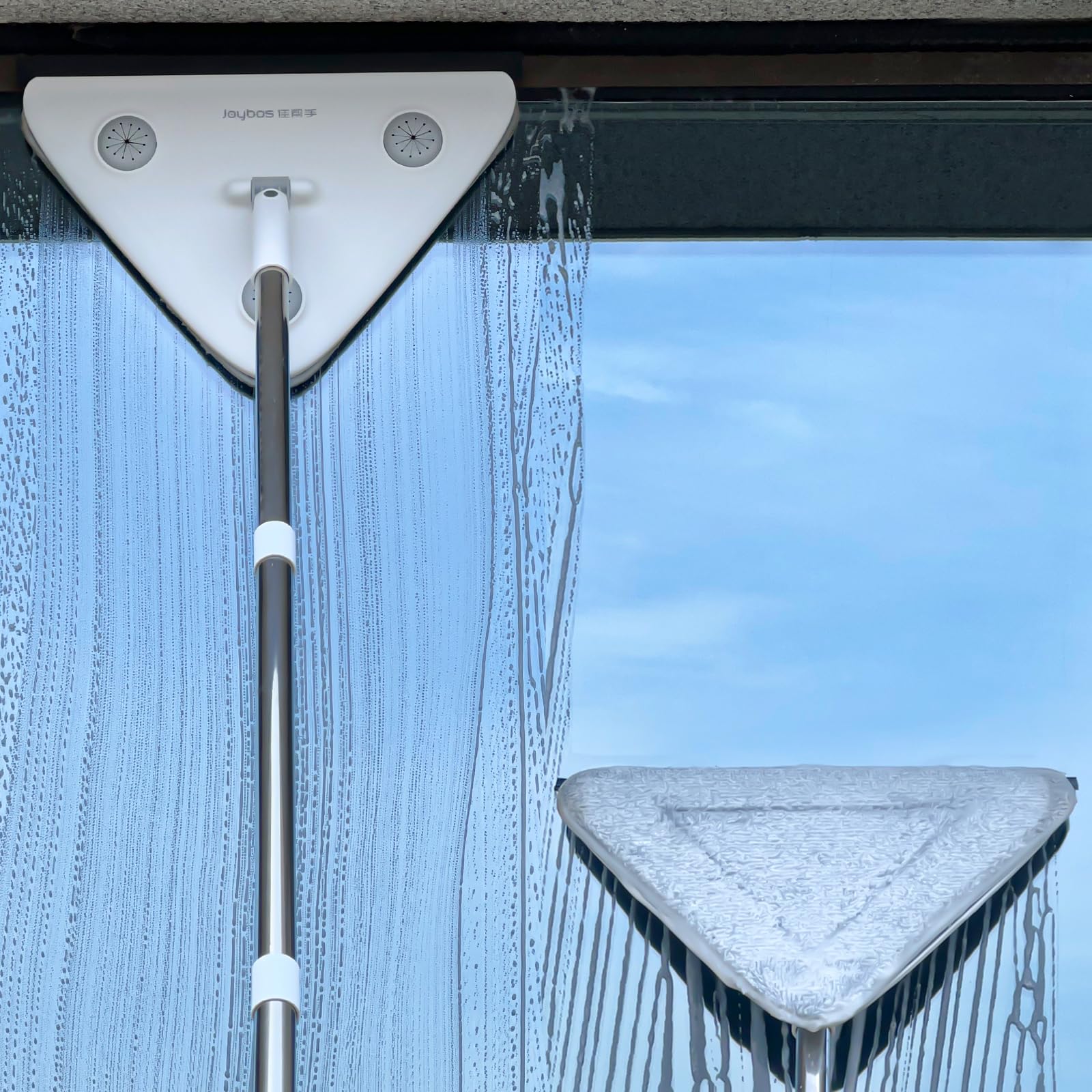 CTIME 78'' Window Squeegee with Extension Pole - 3-in-1 Professional Window Cleaning Kit for Hard-to-Reach Corners | Perfect for Outdoor Windows, Glass Doors, and High-Rise Buildings