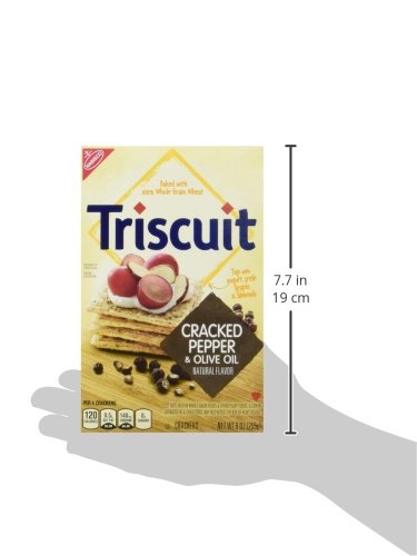 Triscuit Cracked Pepper & Olive Oil Crackers, 9-Ounce (Pack of 3) - Perfect for Snacking, Charcuterie Boards & Party Appetizers