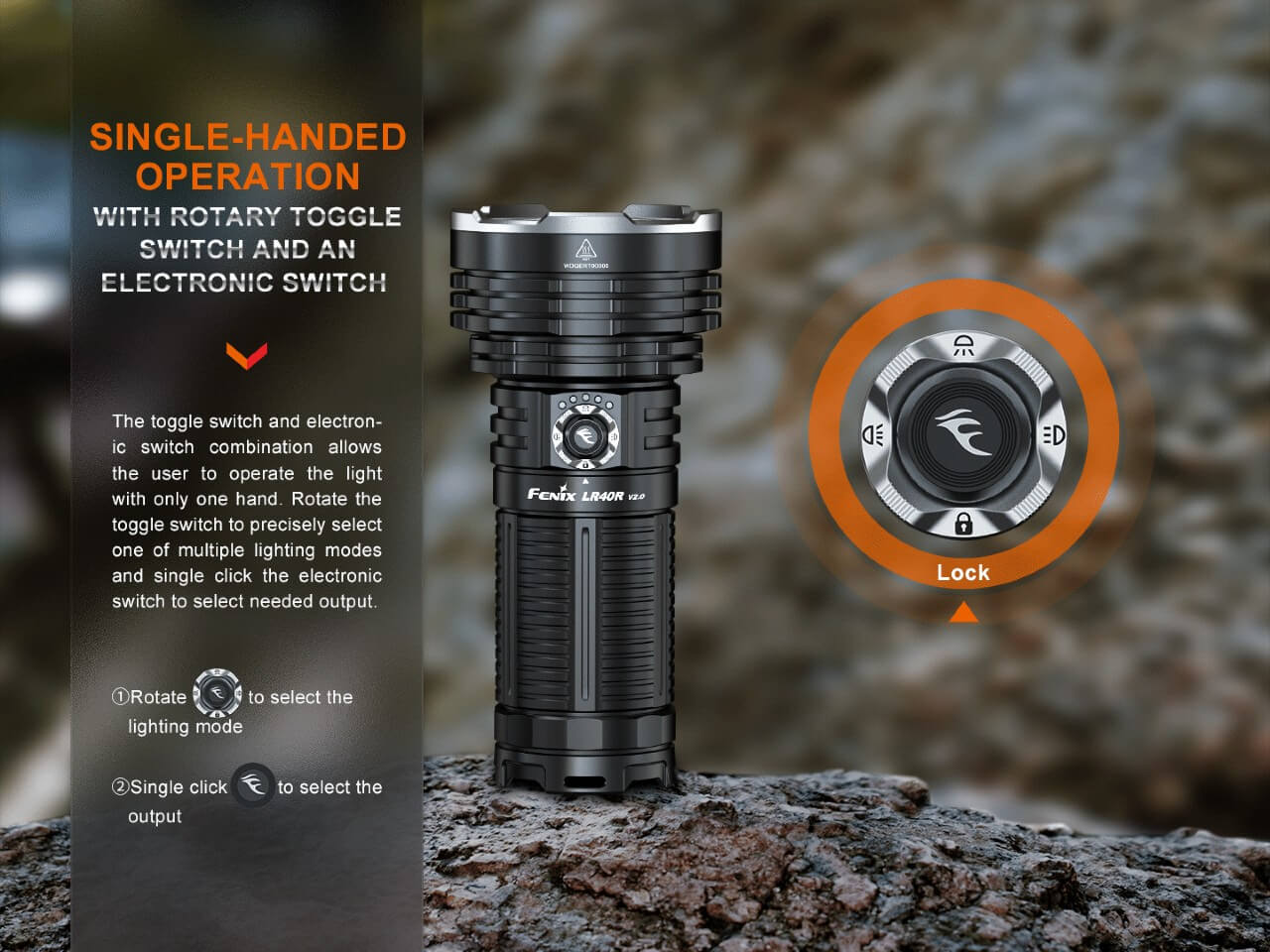 Fenix LR40R V2.0 Rechargeable LED Flashlight - 10000 Lumens Super Bright, Waterproof Search Light for Outdoor Camping, Hiking, Emergency & Night Fishing