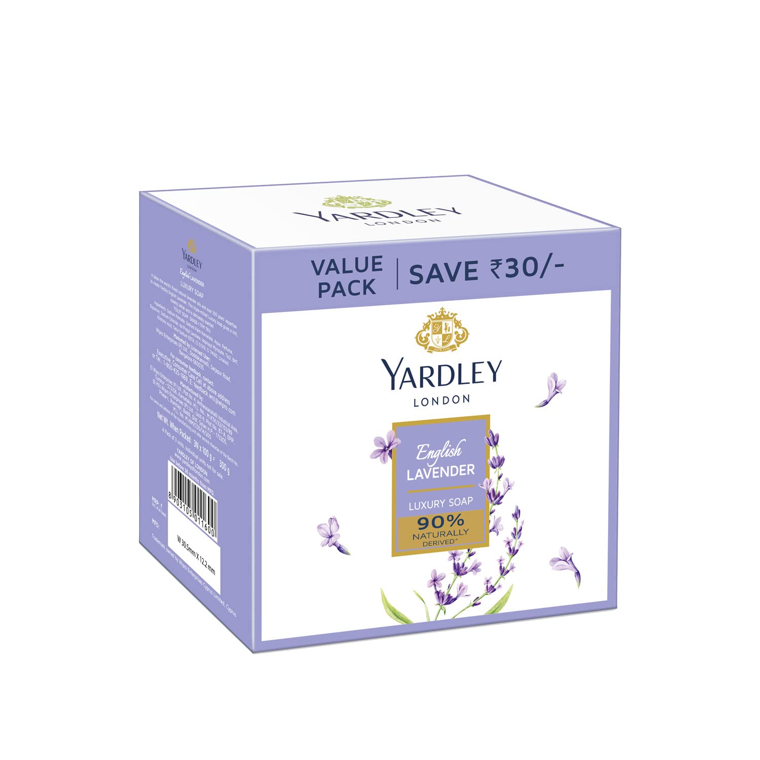 Yardley English Lavender & Rose Luxury Soap Trio Pack - 100g Each (6 Bars Total) - Moisturizing Hand & Body Soap for Bath, Shower & Gift Sets - Classic British Fragrance for Relaxation & Aromatherapy
