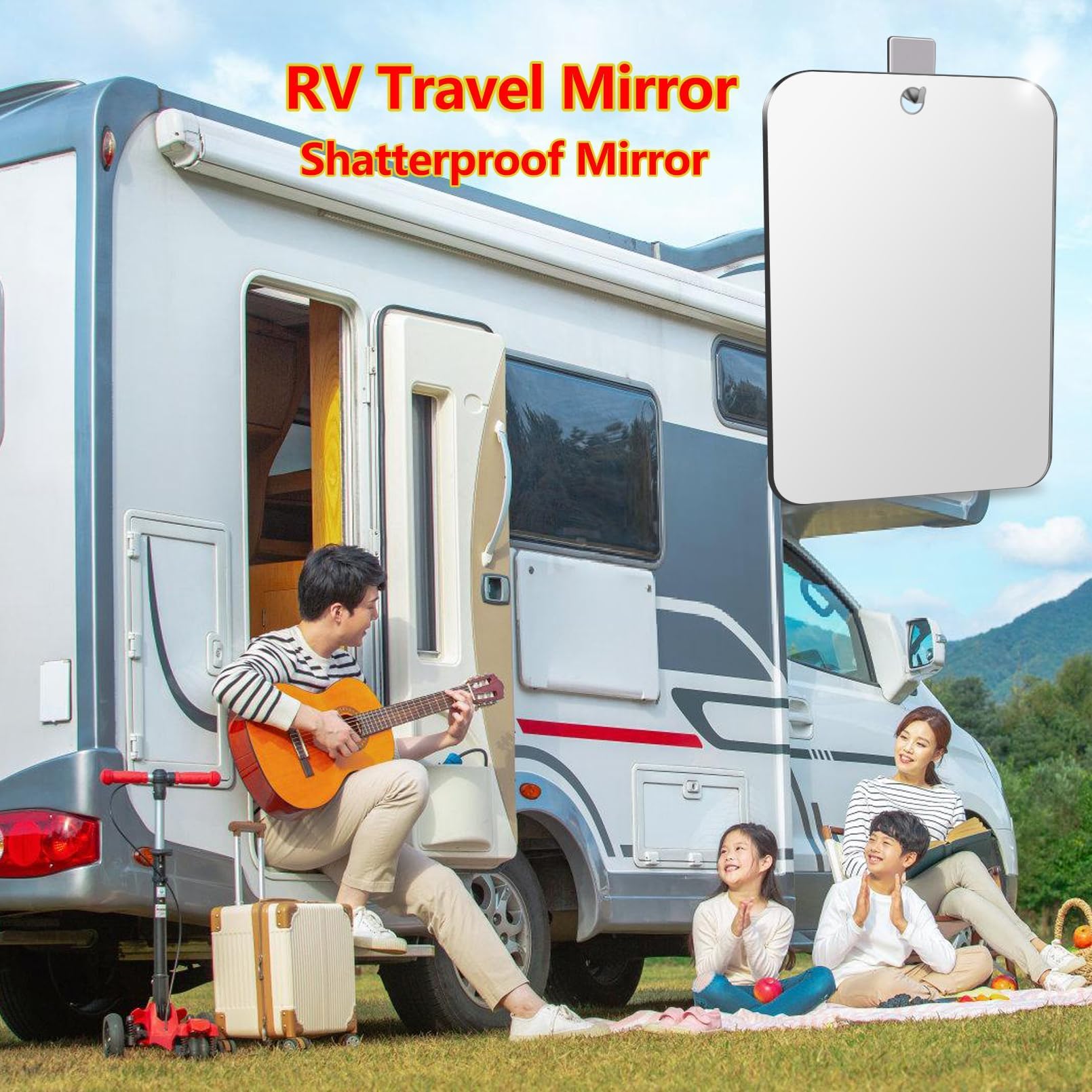 Unbreakable Shower Mirror for Shaving - Large 10.8x7.8 Inch Fogless Bathroom Mirror with Strong Adhesive Mount, Perfect for Men's Grooming, Travel & Camping - Ideal for Home, Gym and Outdoor Use