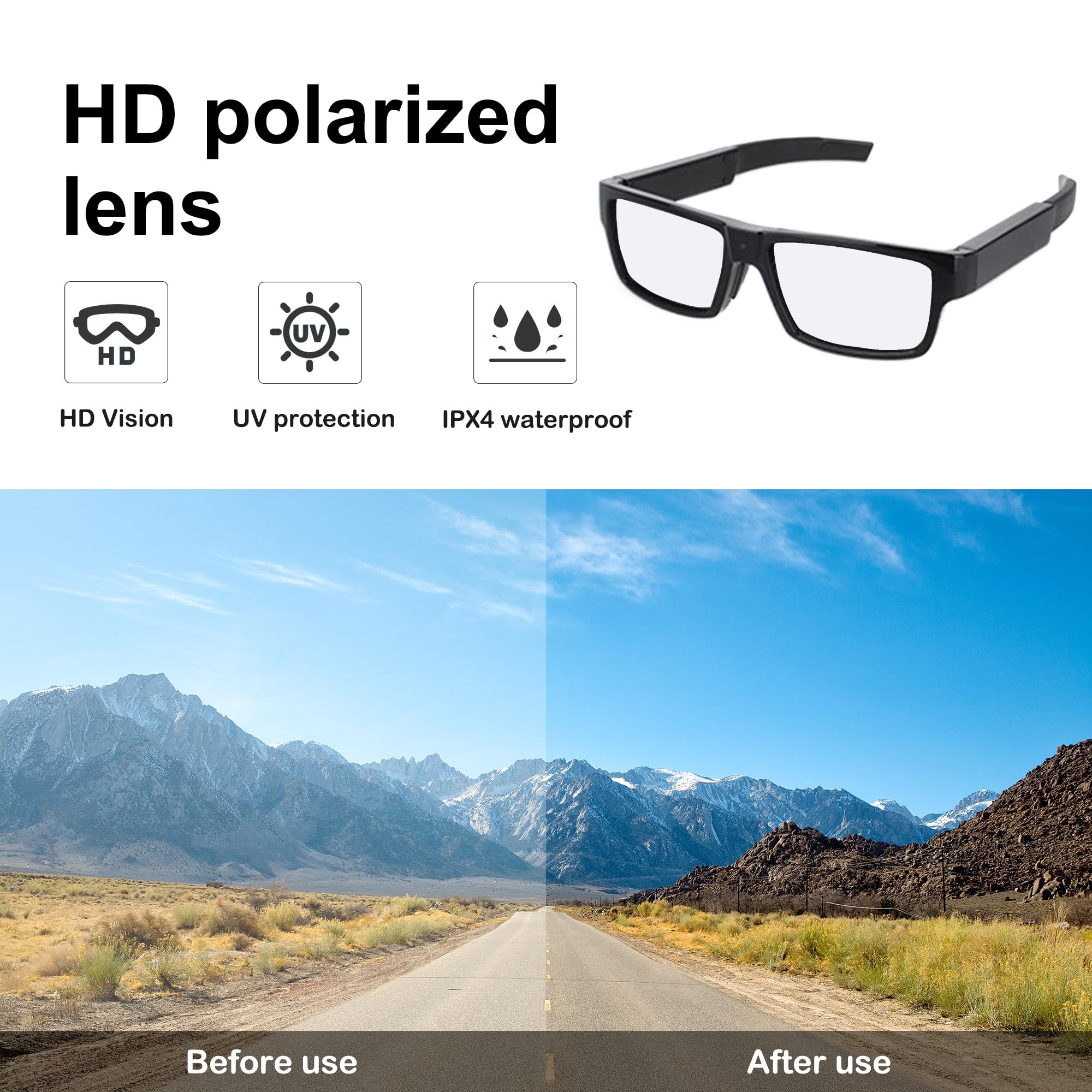 Hereta Spy Camera Glasses - 1080P HD Video Recording with 256GB TF Card Support, Includes 32GB Card - Perfect for Covert Surveillance, Travel Vlogging & Security Monitoring