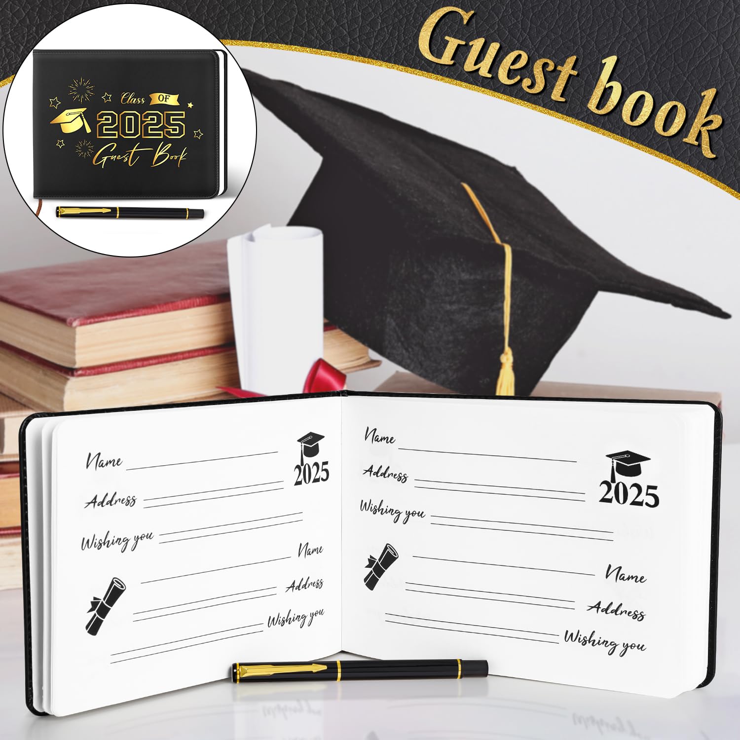 Class of 2025 Graduation Guest Book with Pen - Signature Memory Book for High School & College Graduation Parties - Perfect for Commencement Ceremonies & Graduation Celebrations