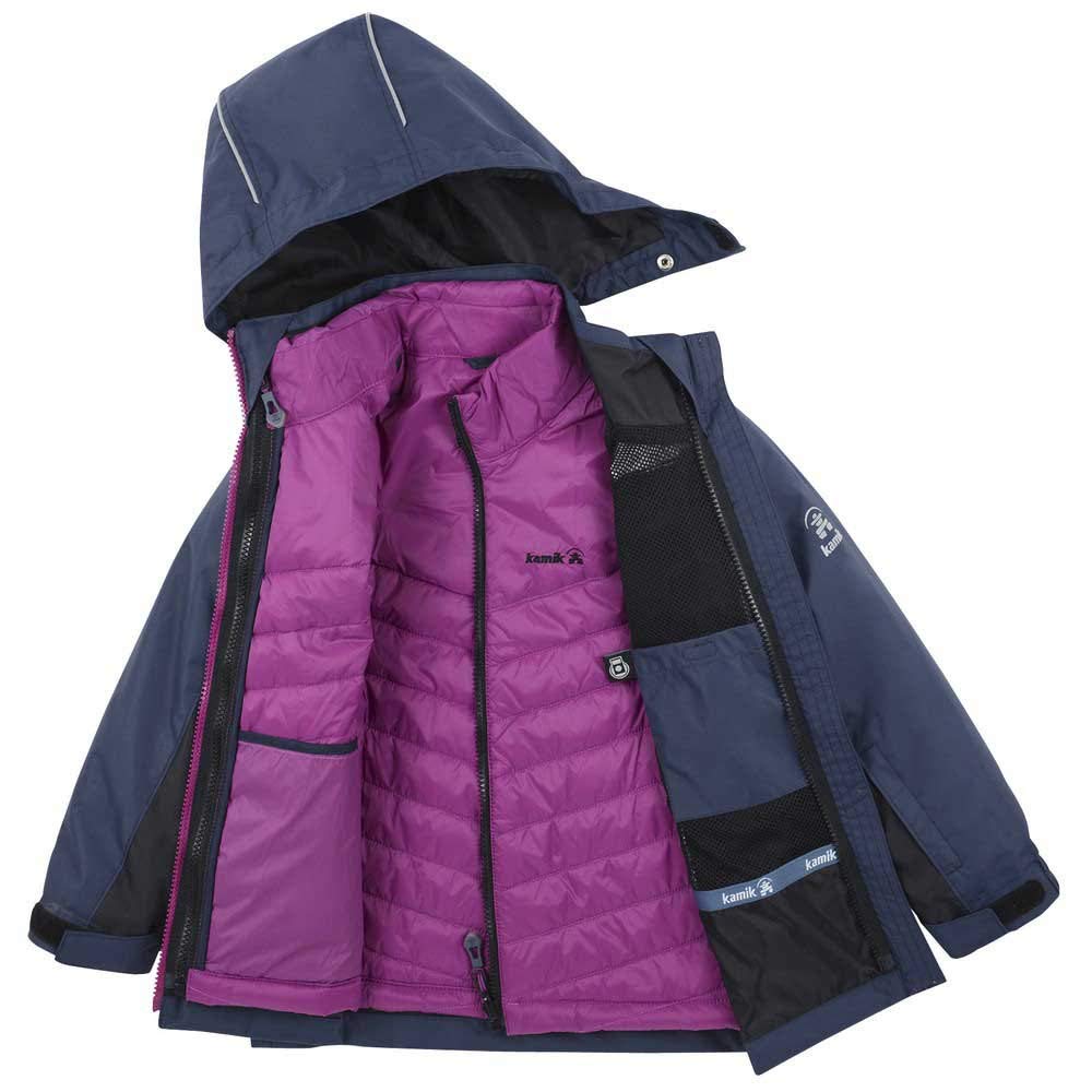 Kamik Kids Austen Jacket for Baby Girls - Waterproof Winter Coat for Infants, Toddlers & Kids (Charcoal Black/Noir) - Perfect for Snow Play, School & Outdoor Adventures