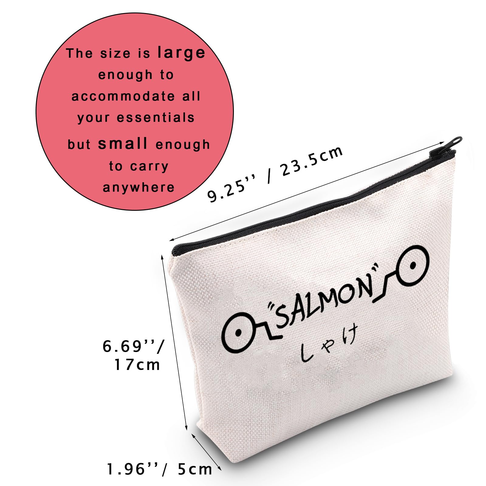 JNIAP Salmon Cosmetic Bag - Cute Cartoon Anime Makeup Pouch for Manga Lovers | Waterproof Zipper Organizer for Cosmetics, Travel & School Supplies | Perfect Gift for Anime Fans & Cosplayers