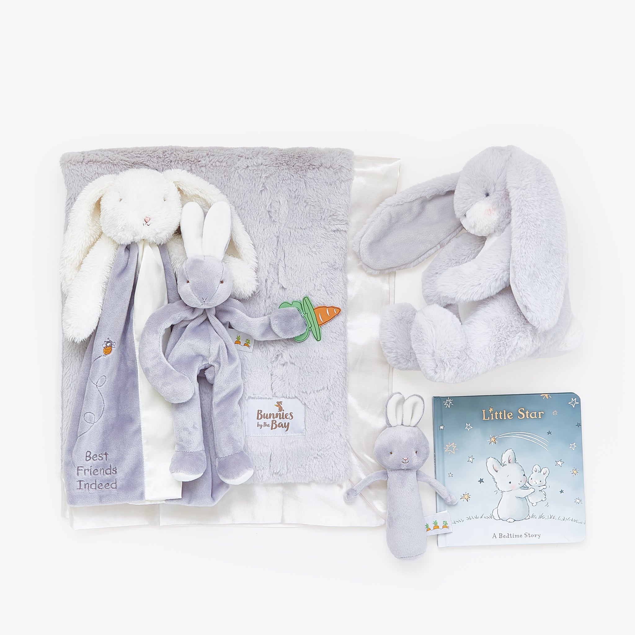 Bunnies Do Delight! Bloom Gift Set in Gray - Perfect for Easter Gifts, Baby Showers & Spring Home Decor