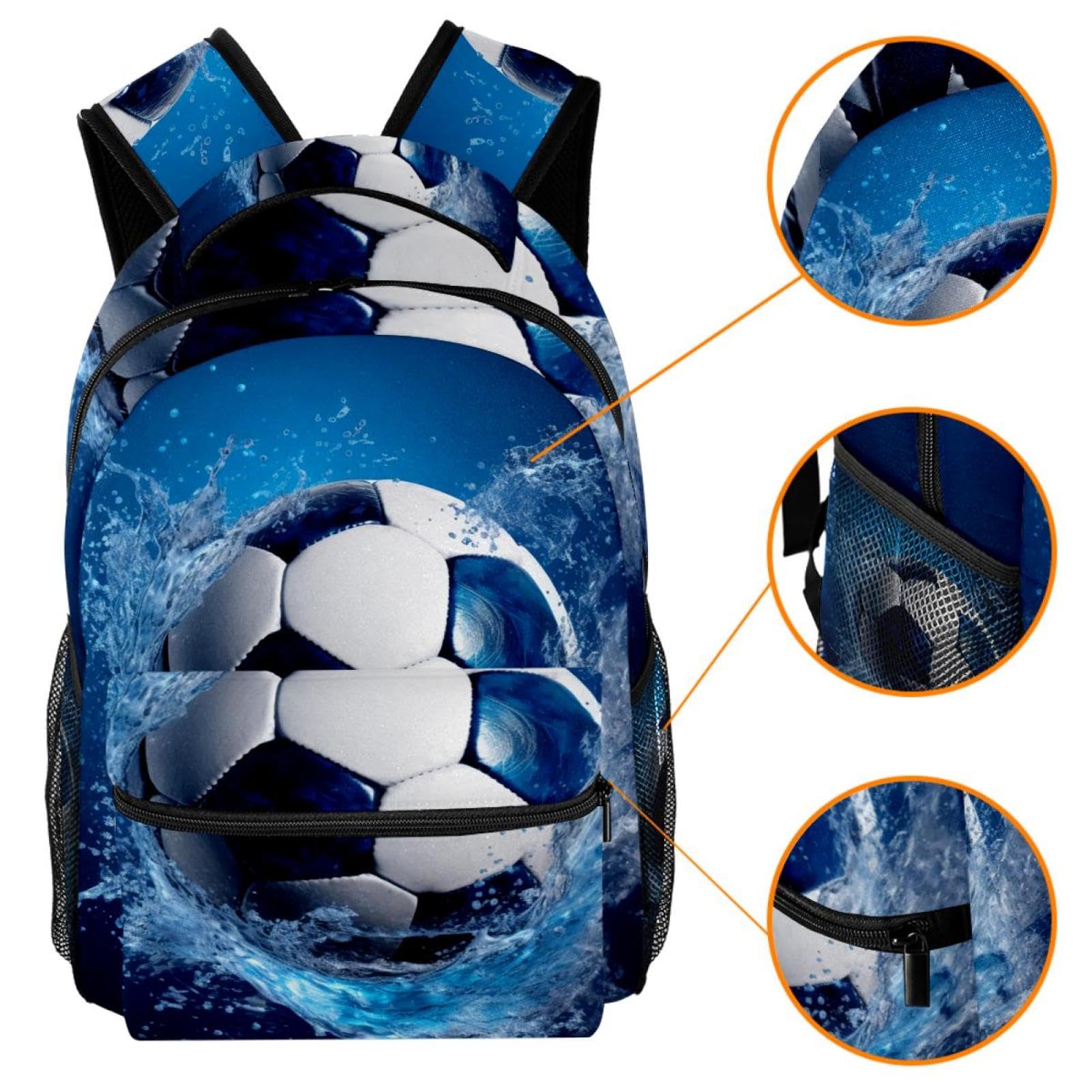 Waterproof Travel Backpack for Women & Men - Lightweight Durable Hiking Backpack with USB Charging Port, Blue Ocean Design - Perfect for Camping, Commuting & Airplane Carry-On