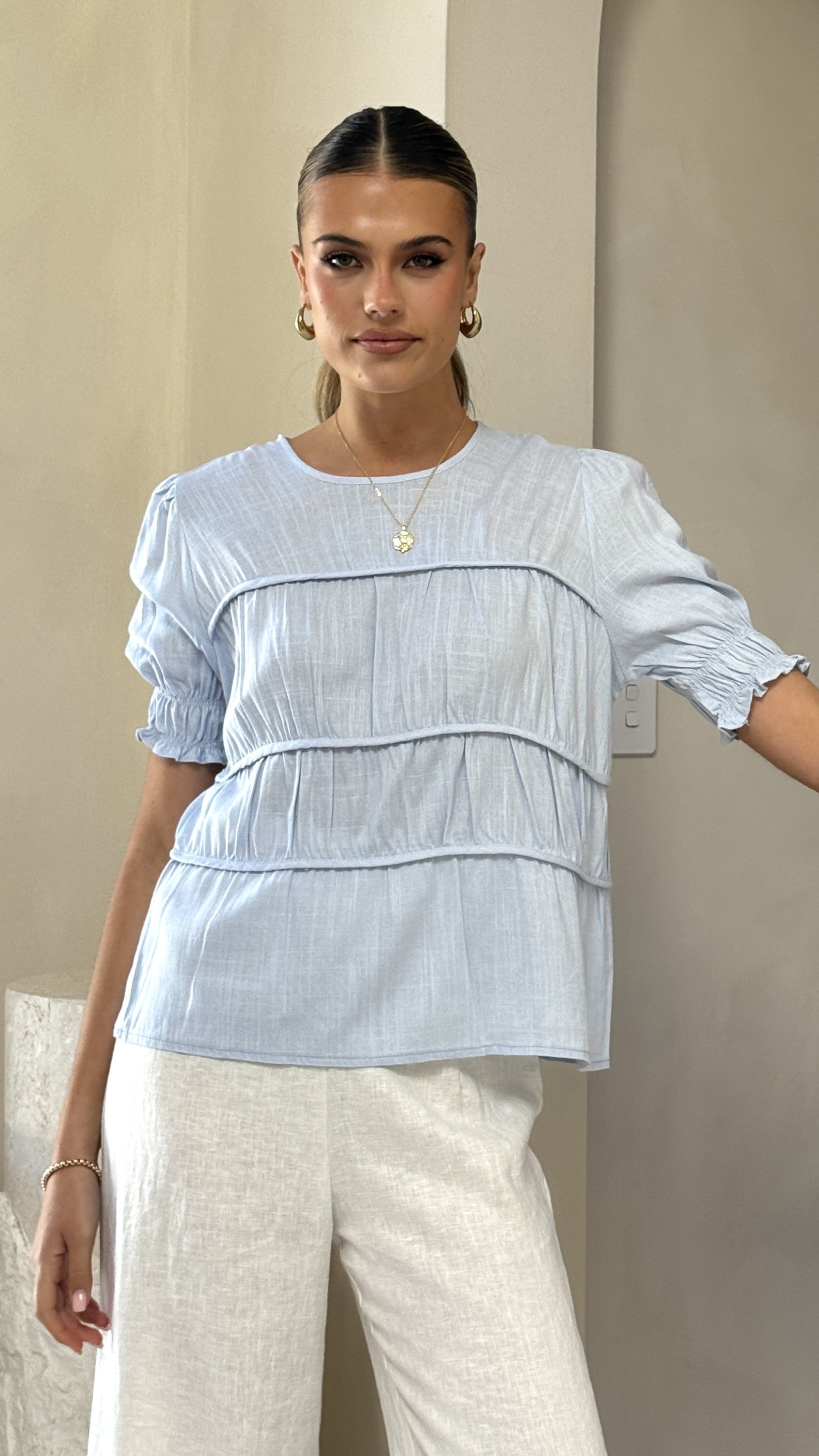 Kai Women's Short Sleeve T-Shirt - Soft Cotton Casual Top in Blue | Perfect for Summer Outfits, Beach Wear & Everyday Comfort
