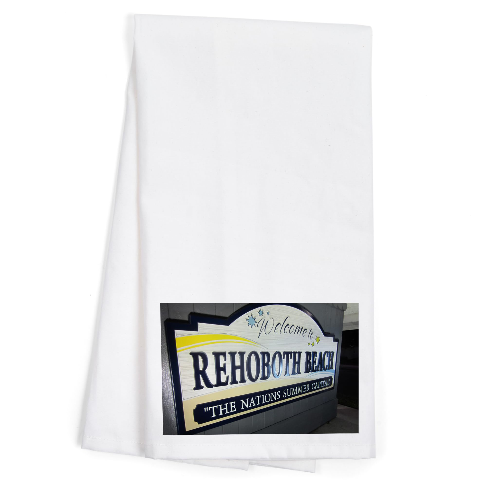 Lantern Press Rehoboth Beach Delaware Welcome Sign - 100% Cotton Tea Towel, Decorative Hand Towel for Kitchen & Home Decor | Perfect for Coastal Themed Kitchens, Beach House Decor & Gift Giving