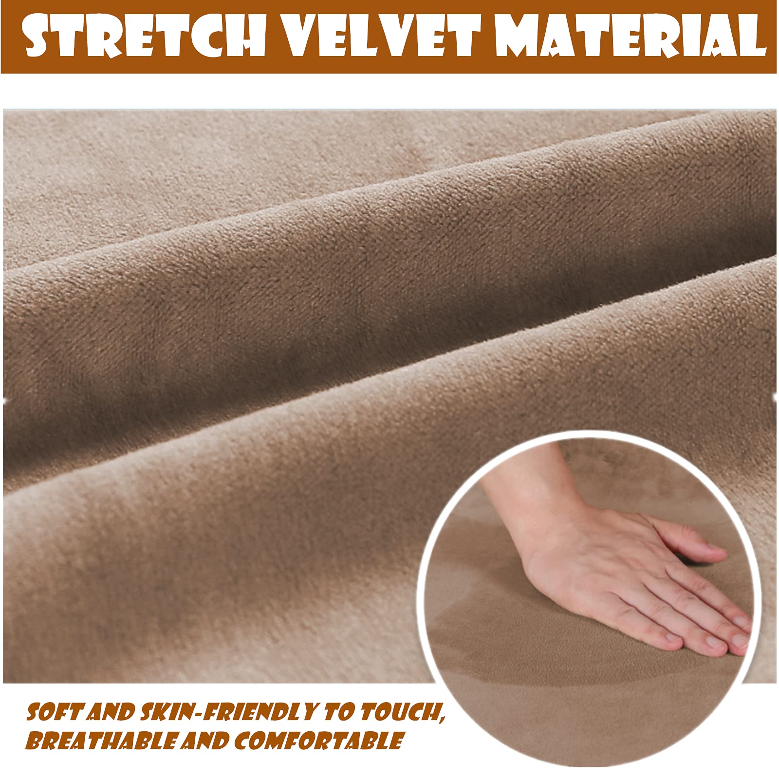 Stretch Velvet Ottoman Slipcover - Square Footstool Cover with Elastic Bottom for Folding Storage Ottoman | Leather-Like Living Room Furniture Protector | Perfect for Home Decor, Lounge & Reading Nook