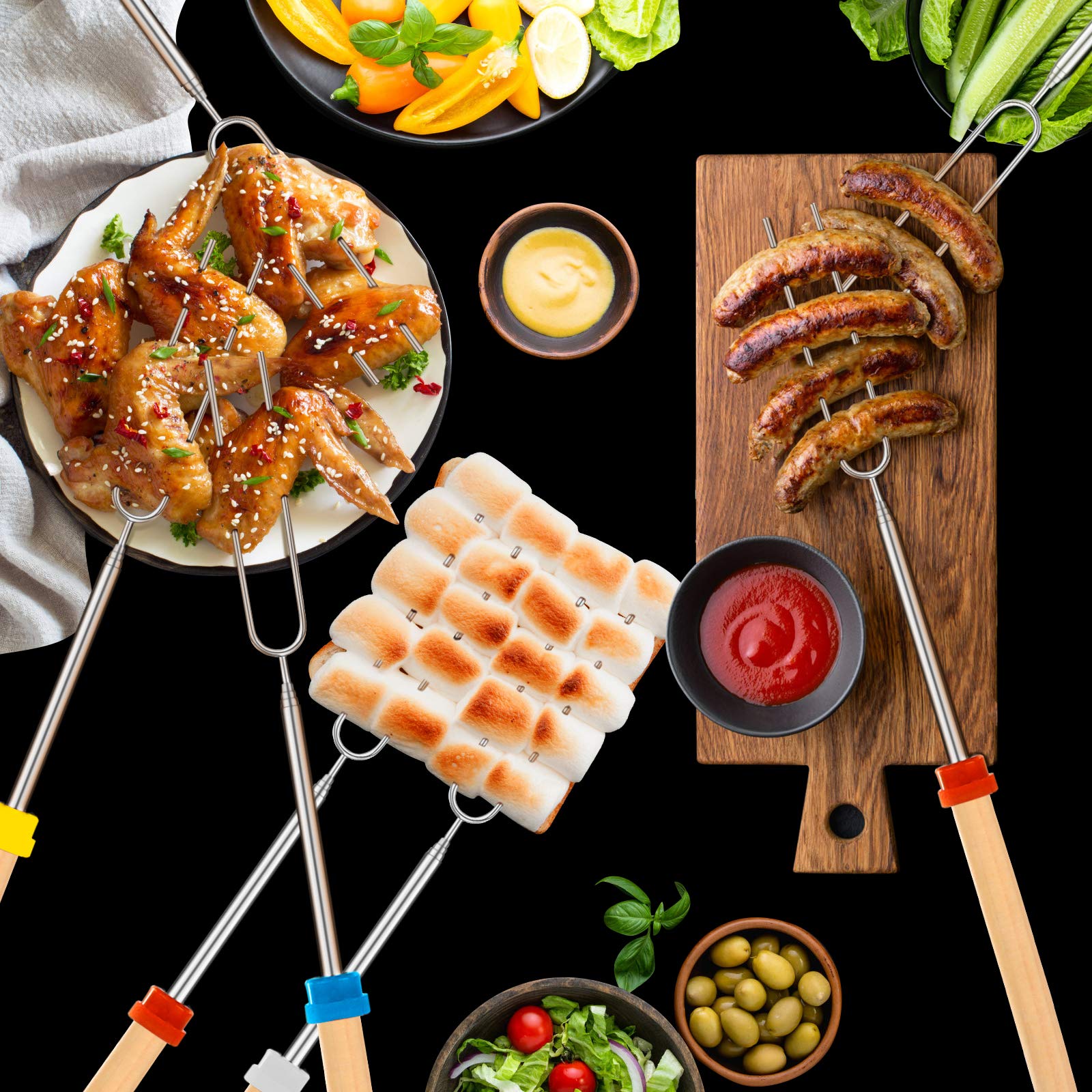 12-Pack Telescopic Marshmallow Roasting Sticks - 32