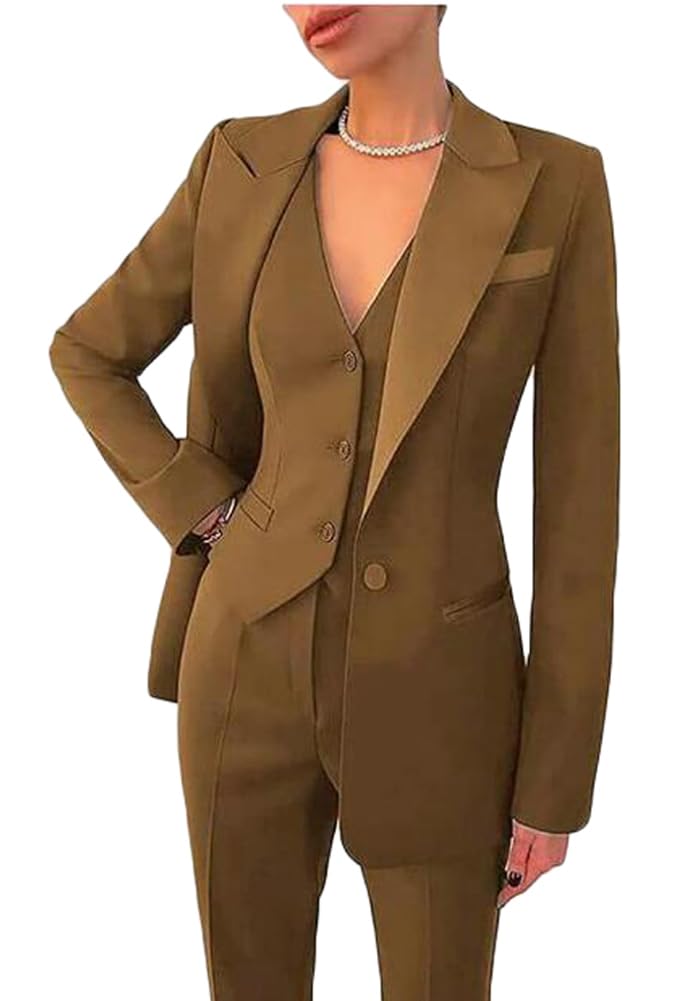 Women's 3-Piece Office Work Suit Set - Blazer, Vest & Pants for Business, Prom & Party Outfits | Professional Formal Wear for Work, Interviews & Special Events