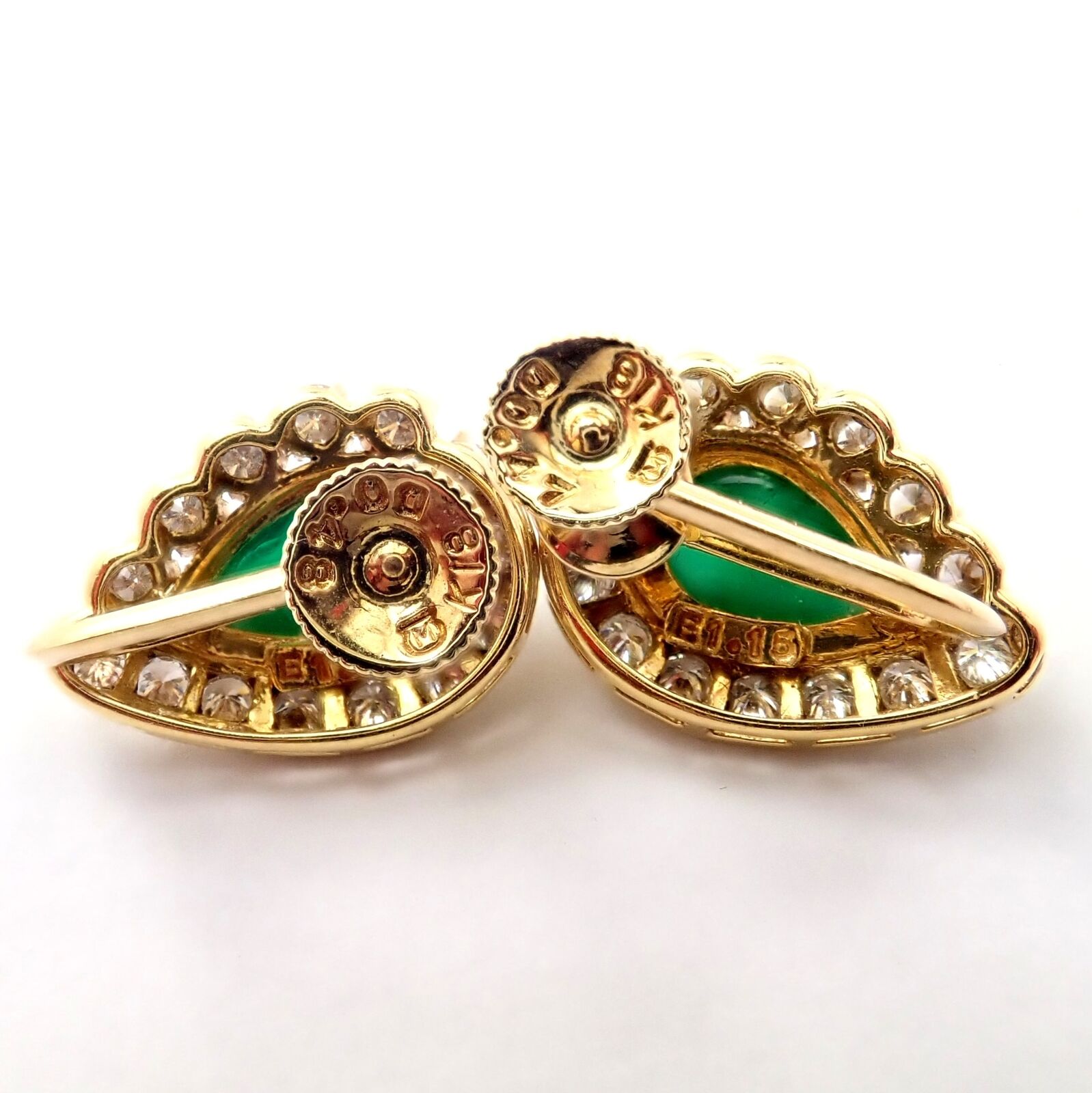 Authentic Mikimoto 18K Yellow Gold Diamond Teardrop Emerald Screw Back Earrings - Luxury Jewelry for Weddings, Parties & Special Occasions