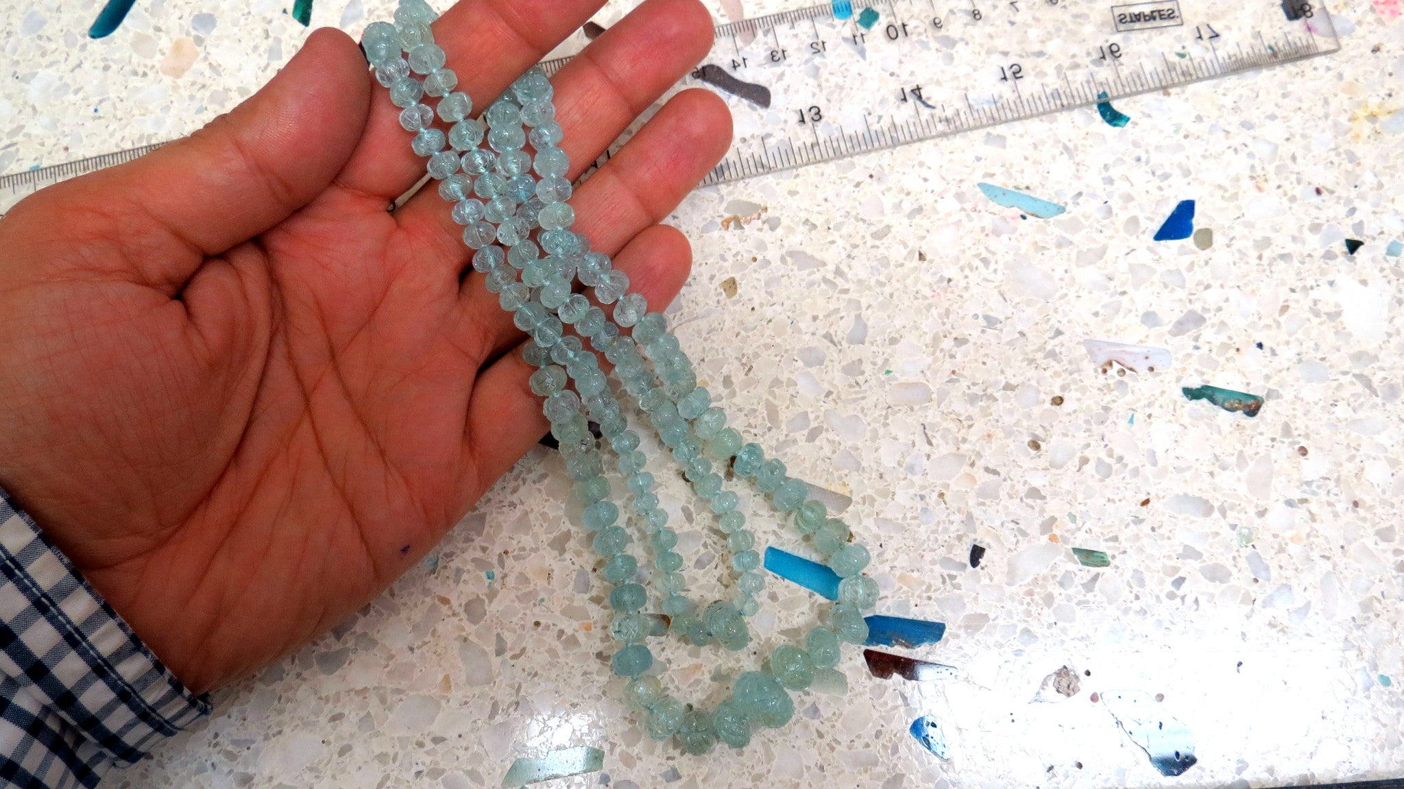 274.52ct Natural Aquamarine Beaded Necklace - 69 Endless Round Gemstone Beads for Women, Elegant Jewelry Gift for Brides, Birthday & Anniversary (Perfect for Weddings, Parties & Special Occasions)