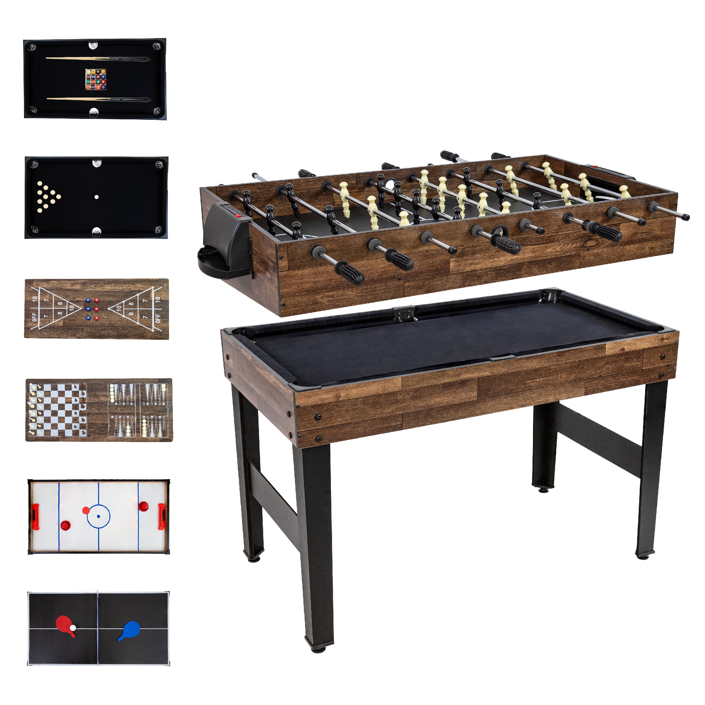 10-in-1 Multi Game Table Set for Indoor & Outdoor Fun - 49.5 Inch Classic Board Games Collection - Perfect for Family Game Nights, Parties, and Backyard Entertainment