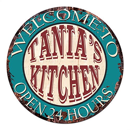 Vintage Rustic Tin Sign - 'Welcome to Kitchen Open 24 Hours' Retro Decor for Kitchen, Bar, Pub, Coffee Shop & Man Cave - Perfect Gift Idea for Home & Restaurant Decor