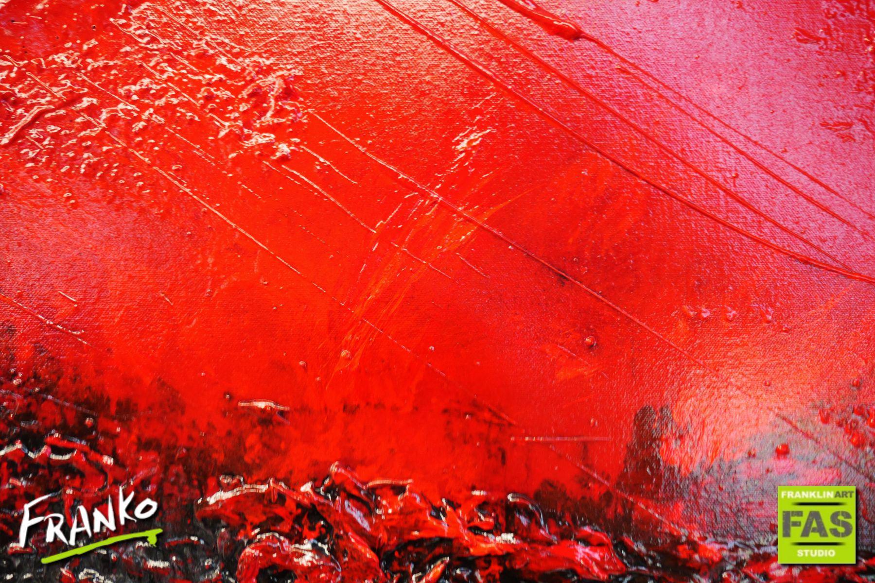160cm x 100cm Red and Black Textured Abstract Canvas Art - Modern Wall Decor for Living Room, Bedroom & Office