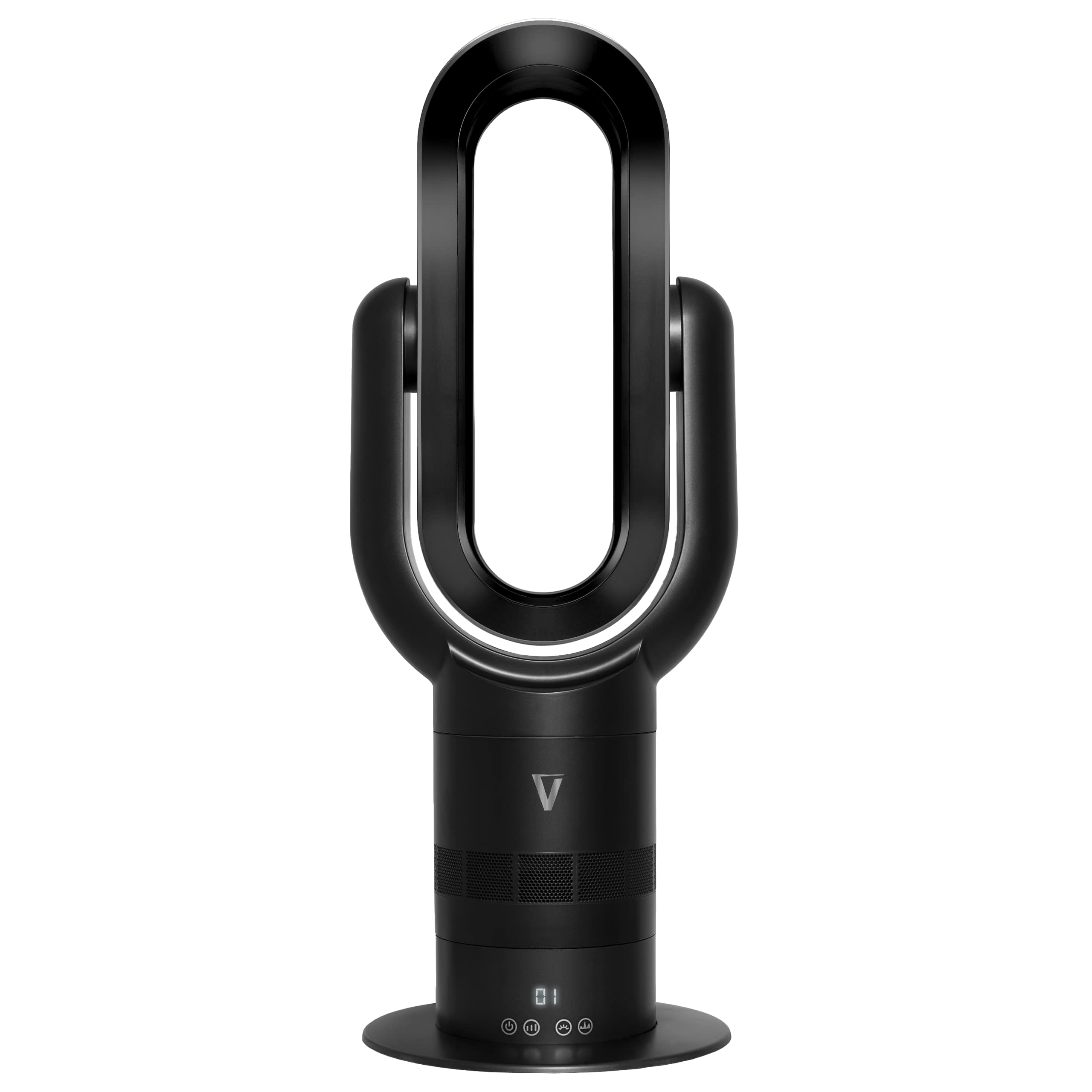 Vortex Bladeless Tower Fan Heater - 1650W Hot & Cool Air Circulator with 10 Speed Settings, Oscillating Space Heater for Home & Office - Black Graphite (Perfect for Bedroom, Living Room & Winter Heating)