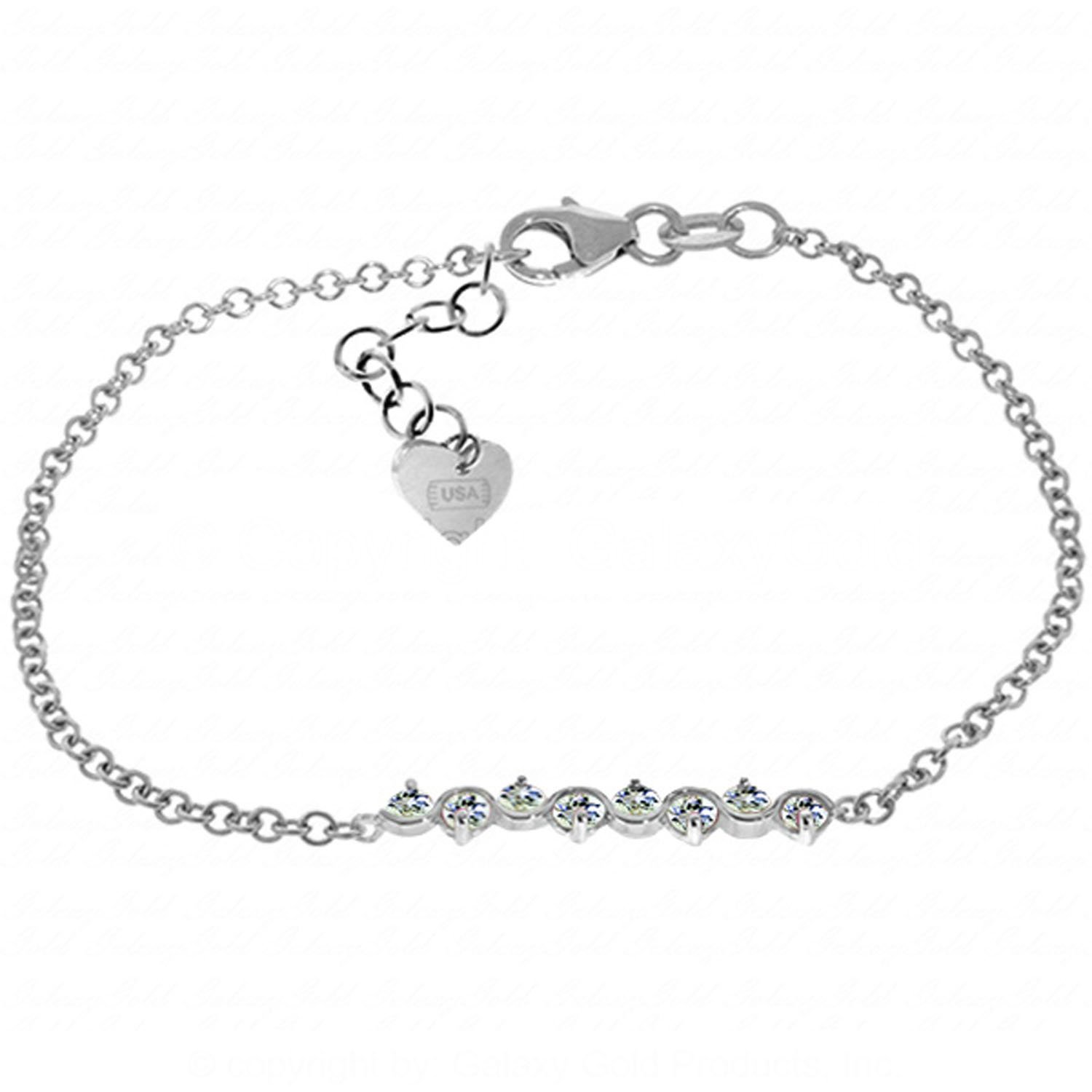 1.55 Carat 14K Solid White Gold Bracelet with Natural Aquamarine Gemstone - Elegant Jewelry for Women, Perfect for Weddings, Anniversaries & Special Occasions