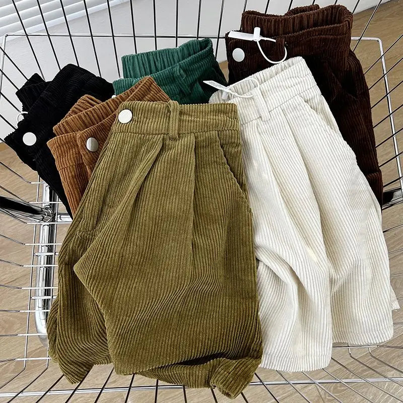 2023 Women's High Waist Oversized Corduroy Shorts - A-Line Wide Leg Casual Pants for Autumn/Winter | Perfect for Streetwear, Office & Weekend Outfits