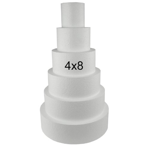 4 Inch Round Cake Dummy - Styrofoam Cake Form for Decorating Practice (4