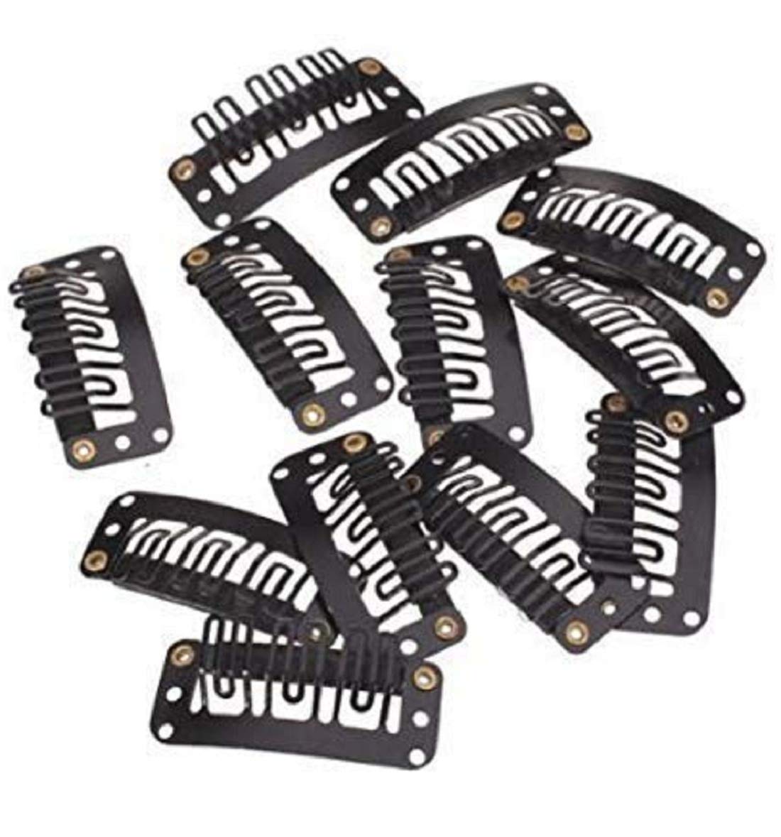 12 Pcs U-Shape Snap Hair Clips for Extensions & Wigs - Black Toupee Clips for Secure Hold | Perfect for Hair Extensions, Weaves & Cosplay (Pack of 1)