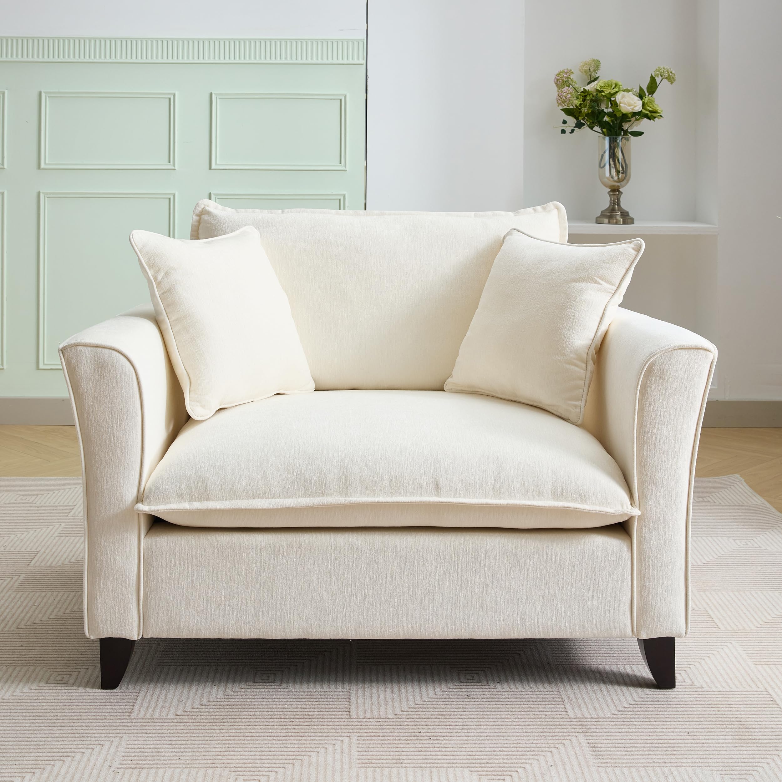 HABITRIO Oversized Chenille Armchair - Comfy Accent Chair for Living Room & Bedroom
