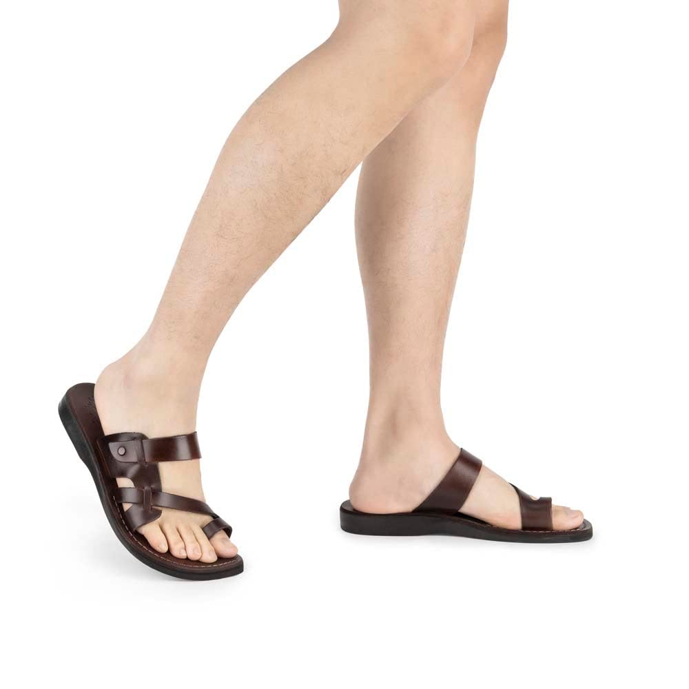 Jabin Men's Leather Toe Loop Sandals - Comfortable & Stylish Summer Footwear for Beach, Pool, and Casual Outings