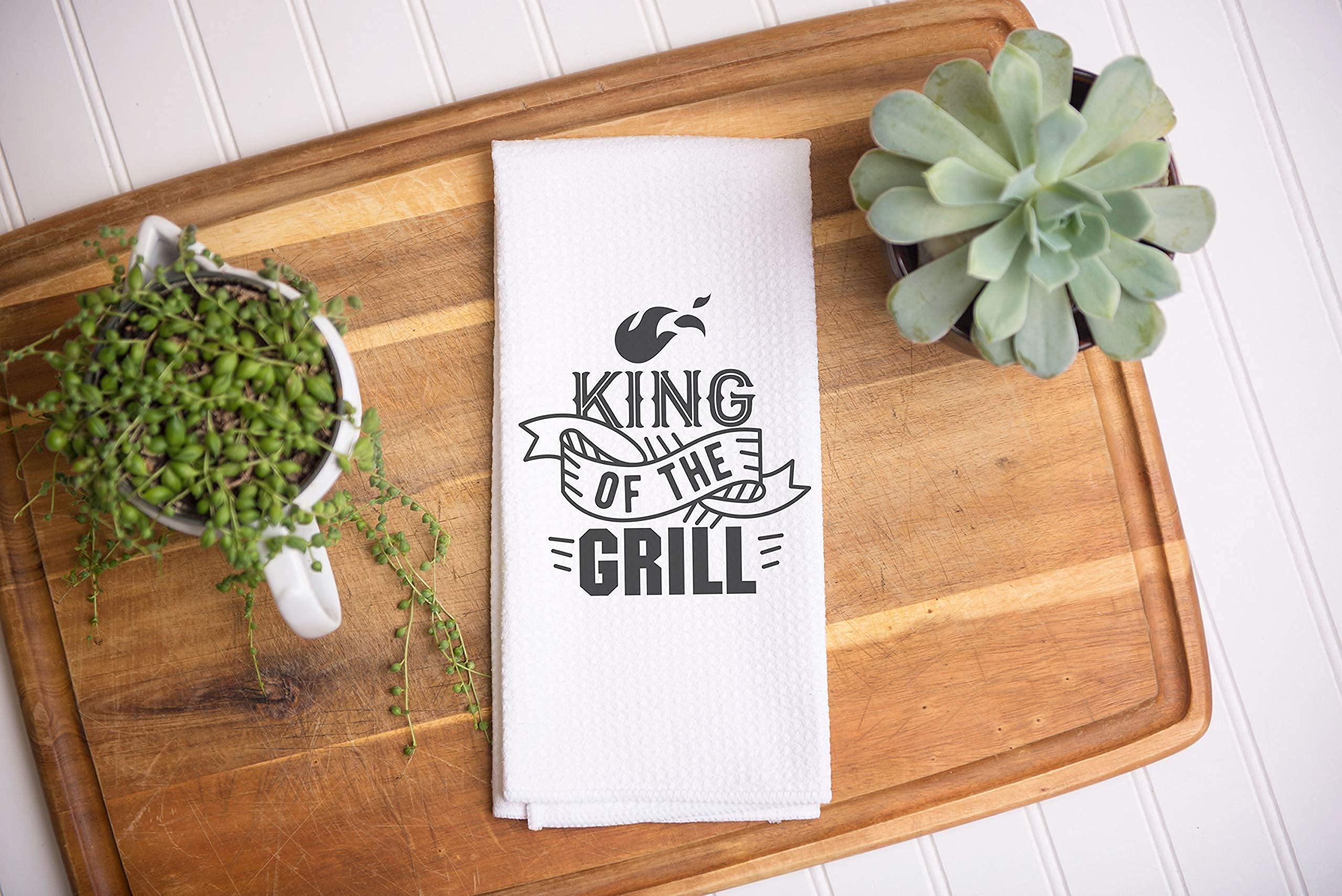 King of the Grill Towel | Premium Waffle Weave Dish Towel for Men | Durable Kitchen Towel | Perfect Grilling, BBQ, Wedding Gift | Ideal for Outdoor Cooking & Kitchen Use
