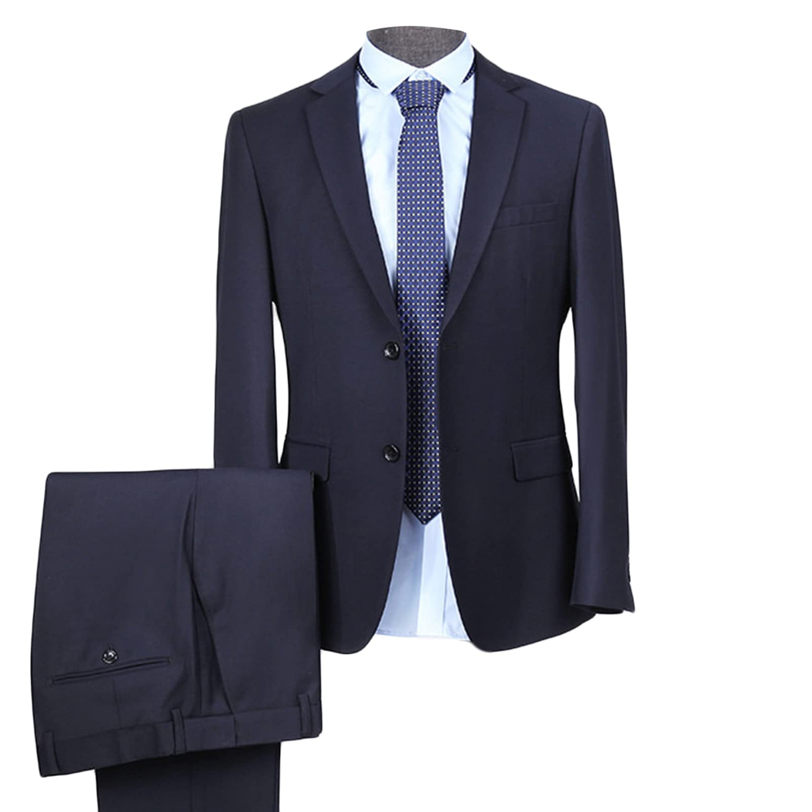 Men's Lightweight Slim Fit Two-Piece Tuxedo Suit - Business Casual Blazer with Notched Lapel for Prom, Party & Professional Events | Office Wear & Formal Occasions