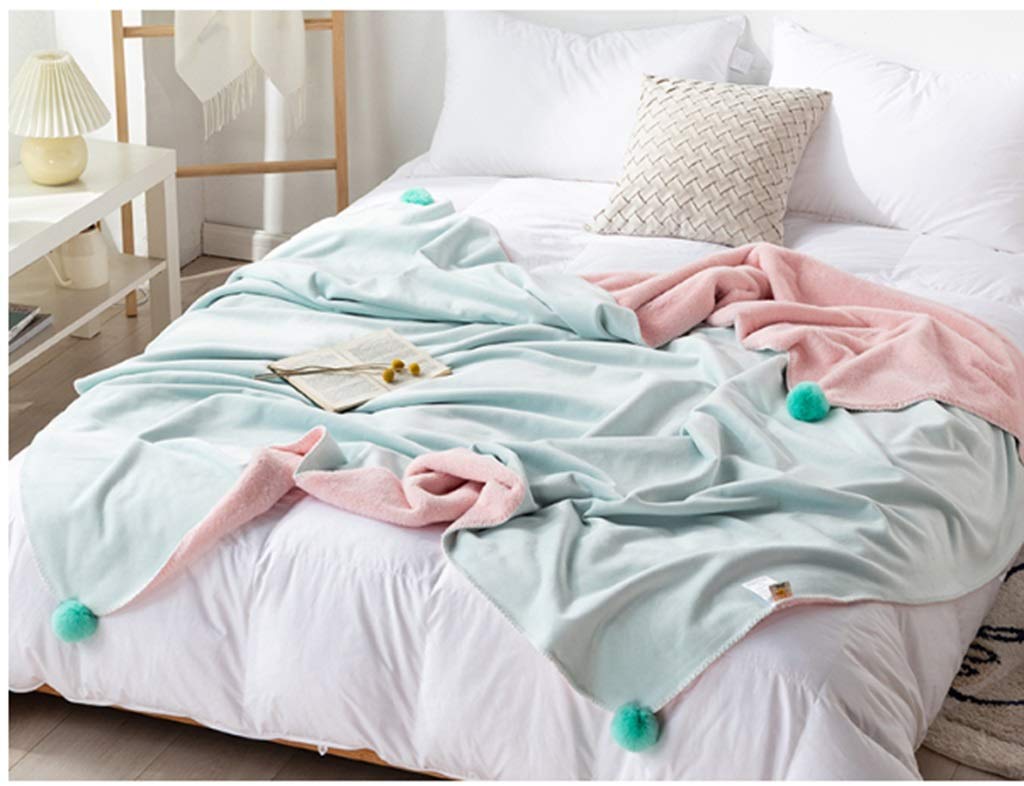 Soft Fluffy Pom Pom Throw Blanket - Lightweight Cozy Fleece Blanket for Bed & Sofa - Warm Winter Decor for Home, Office, and Travel