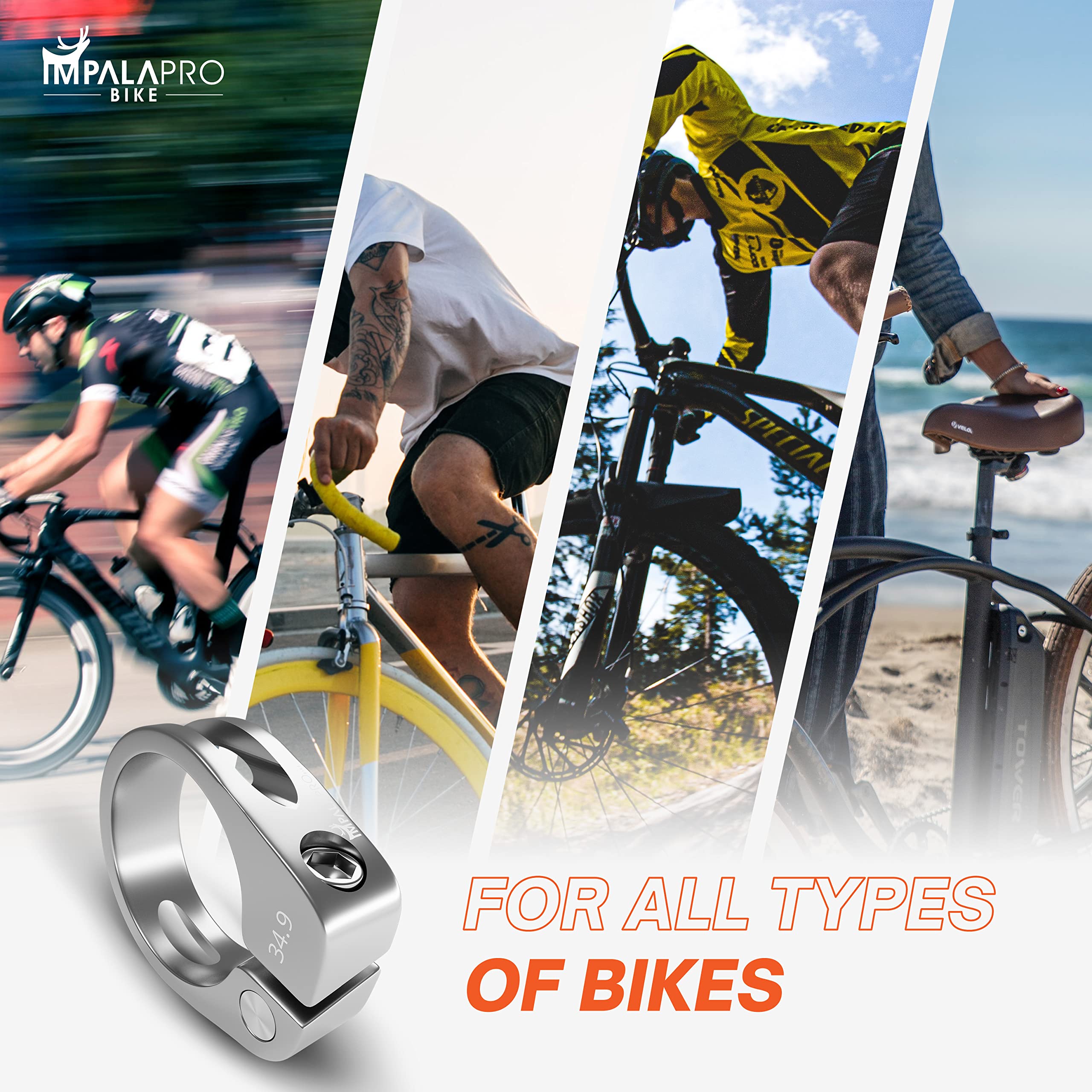 IMPALAPRO Bike Seatpost Clamp 34.9/31.8mm - Aluminum Alloy Bicycle Saddle Holder - Universal Seat Post Mount for Road & Mountain Bikes - Perfect for Cycling, Commuting & Outdoor Adventures