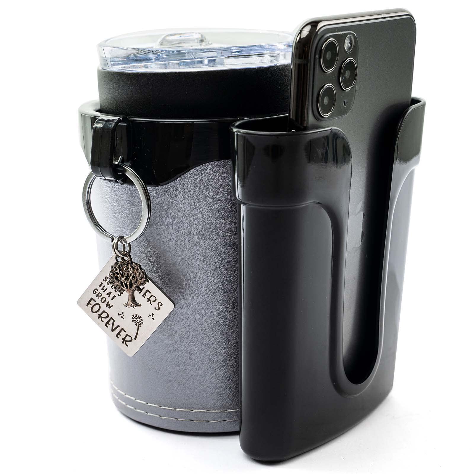 Sturdy Bike Cup Holder with Phone & Key Holder - Universal Fit for Bicycle, Motorcycle, Scooter & Boat Accessories (Silver) - Perfect for Commuting, Outdoor Adventures & Water Sports