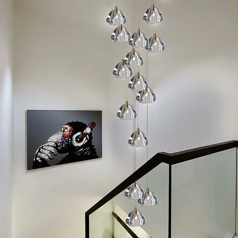 Crystal Clear Bubble Chandelier for High Ceiling Foyer - Elegant Lighting Fixture for Grand Entryway, Dining Room & Luxury Home Decor