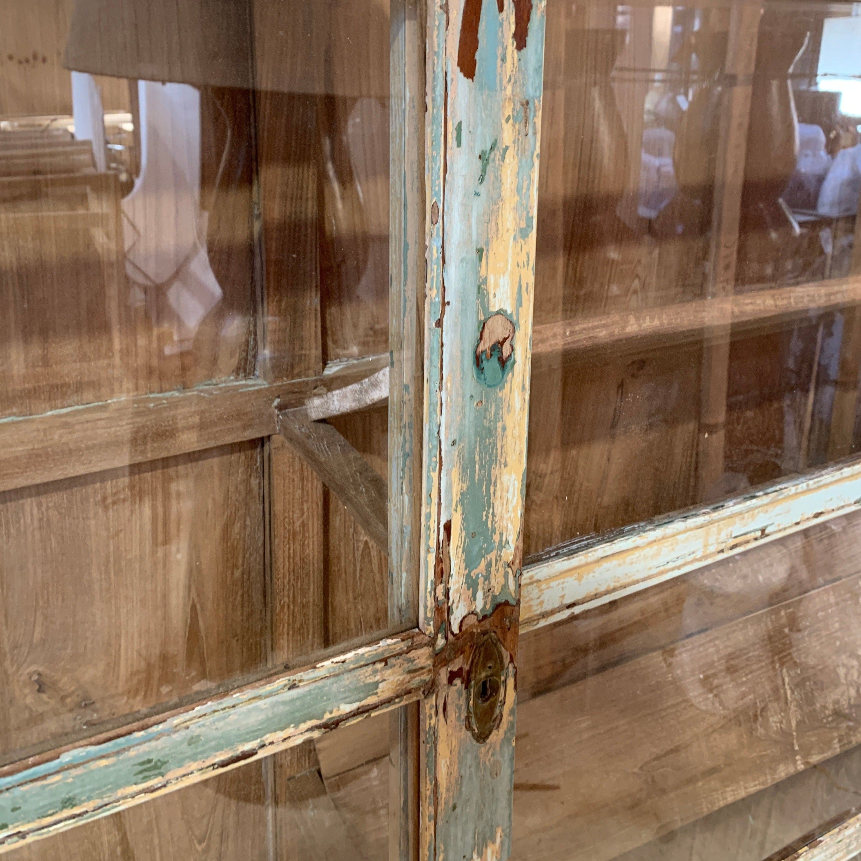 Distressed Teal Cabinet - Vintage Shabby Chic Storage for Living Room, Bedroom, or Bathroom - Perfect for Farmhouse Decor & Home Organization